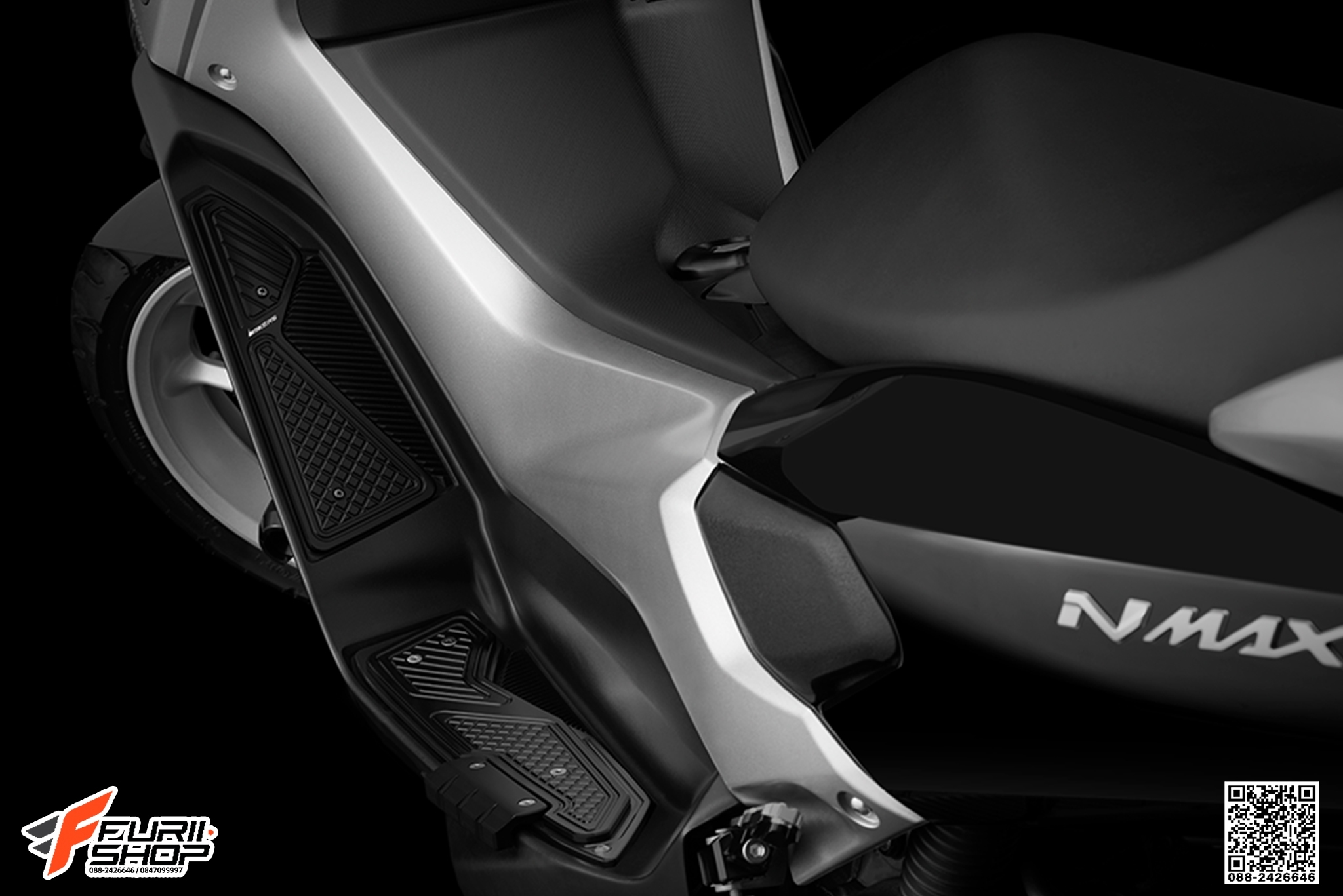 แผ่นวางเท้าพร้อมกันล้มด้านข้าง BIKERS สีดำ FOR YAMAHA NMAX155