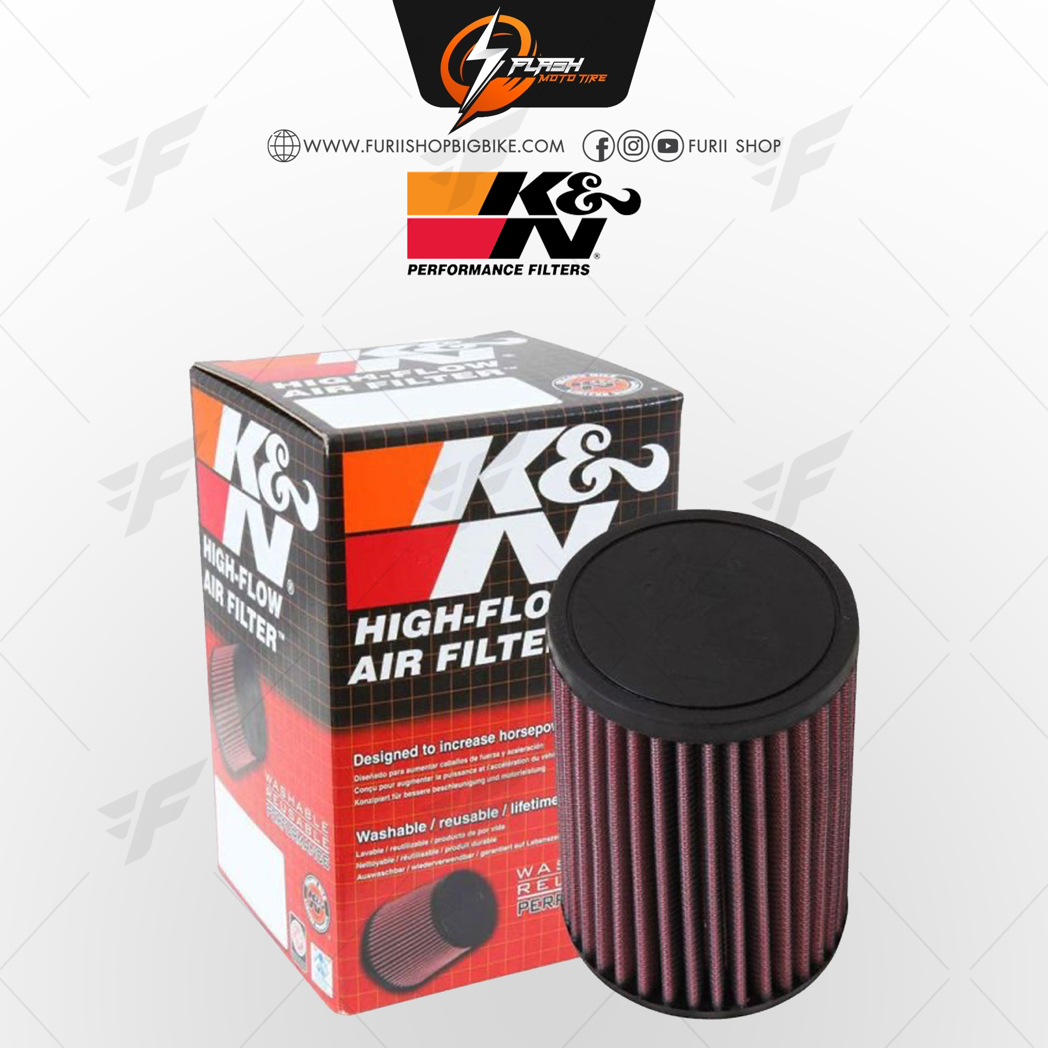 กรองอากาศ K&N สำหรับ YAMAHA