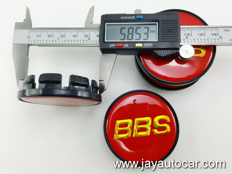 ฝาล้อรถยนต์ BBS สำหรับ ล้อแม็ก สติ๊กเกอร์เรซิ่น BBS แดง ขอบดำ ขนาด 58 มิล 1ชุด 4ชิ้น 58mm.