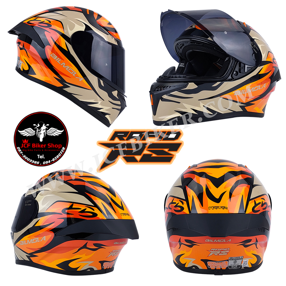 หมวกกันน็อคเต็มใบ หมวกกันน็อค Bilmola รุ่น Rapid RS ลาย TIGER (Glossy)