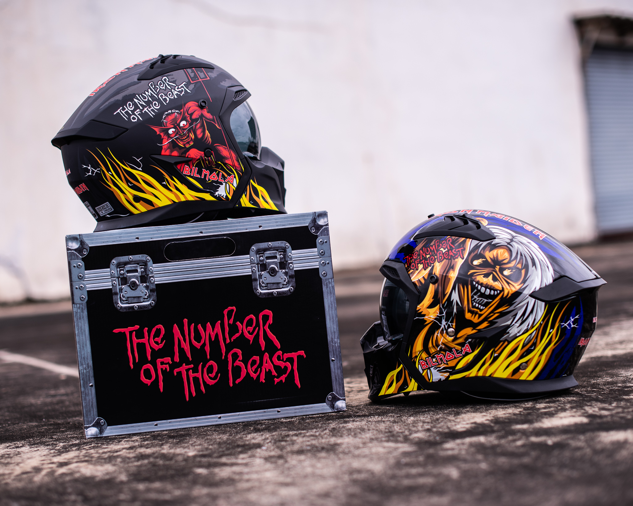 หมวกกันน็อคเต็มใบ Bilmola รุ่น SPIKER Iron Maiden LIMITED EDITION The Number of The Beast Blue