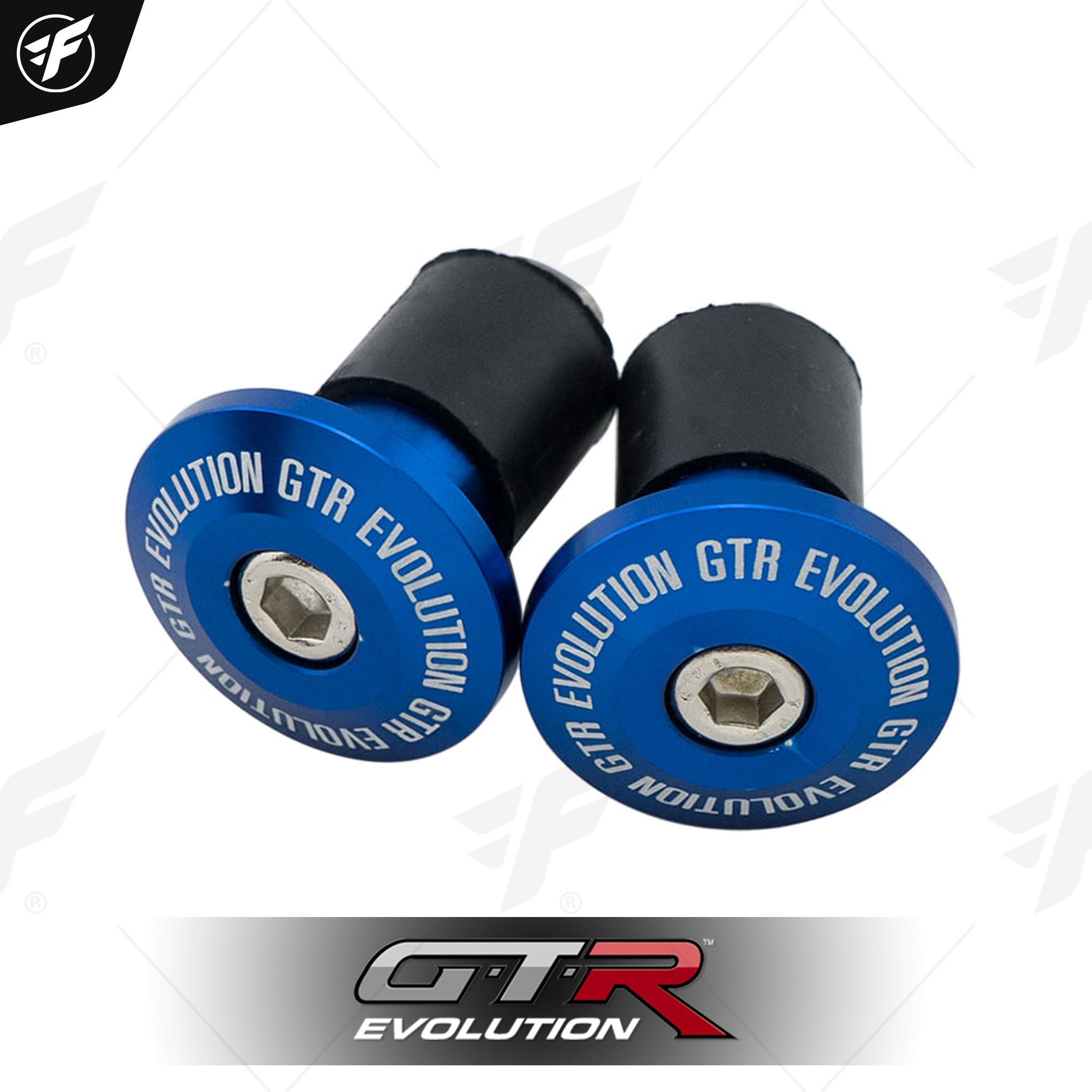 น็อตปลายแฮนด์ CNC GTR (มียาง) น้ำเงิน