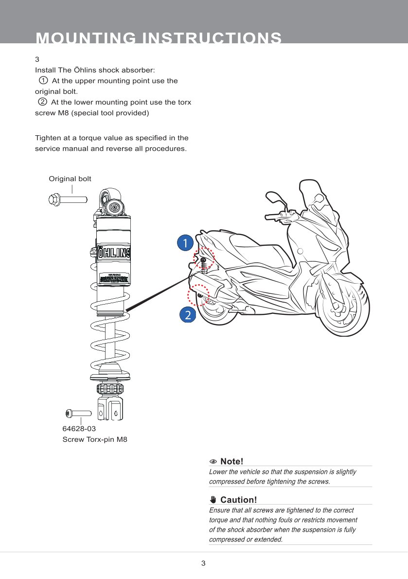 โช๊คหลังแต่ง Ohlins YA241 For Yamaha X-Max 250/300 ปี 2017-2024