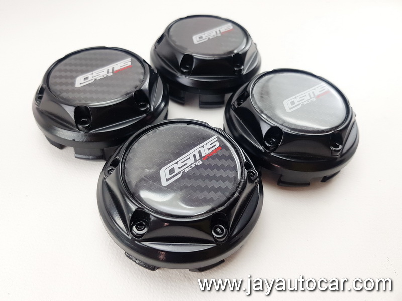ฝาล้อรถยนต์ แม็กแต่ง ขนาด 73.5 มิล สำหรับ ล้อแม็ก โลโก้ COSMIS RACING WHEELS สีดำ 1ชุด 4ชิ้น สวยดุดัน 73mm.