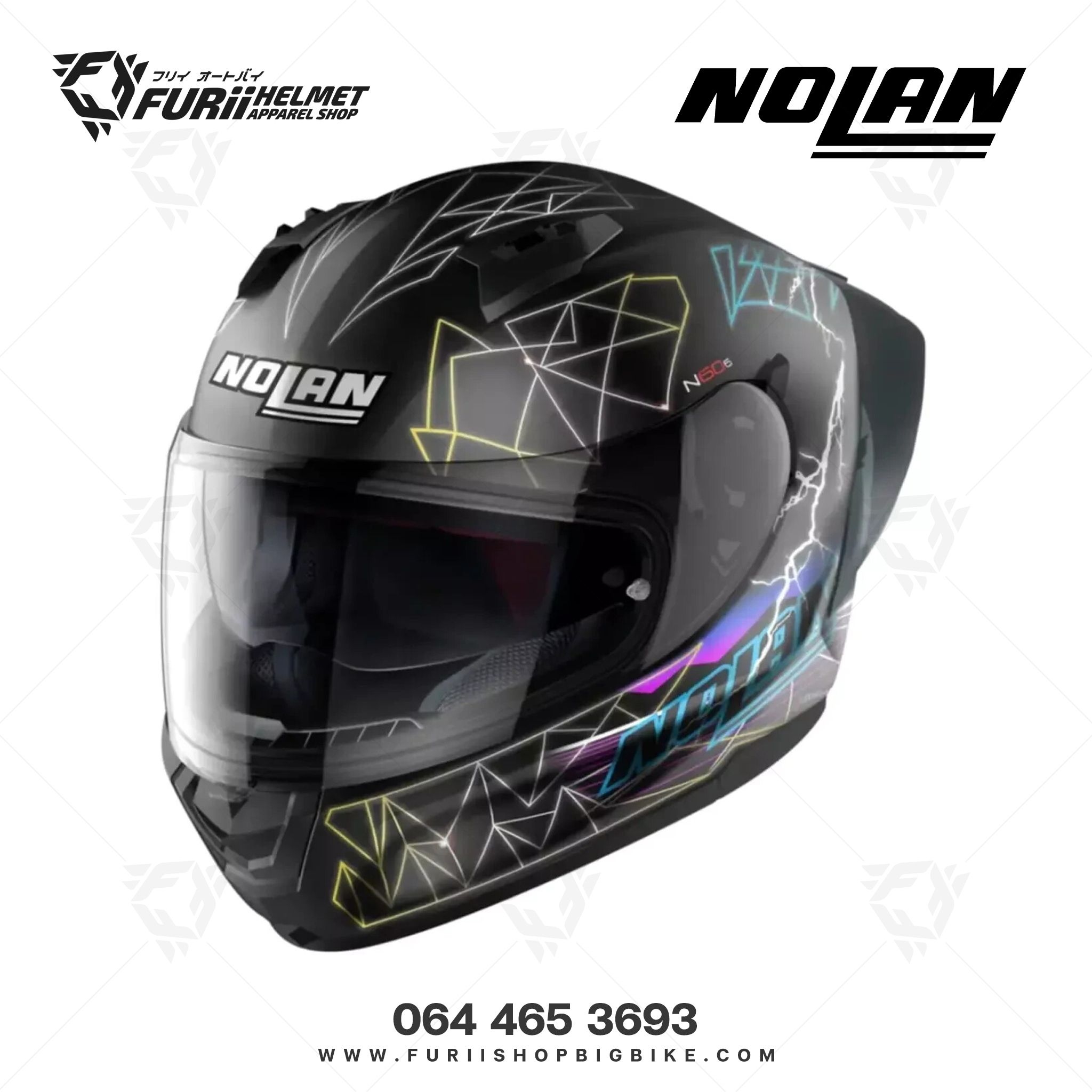หมวกกันน็อคเต็มใบ NOLAN Raindance Flat Black Multicolor (26)