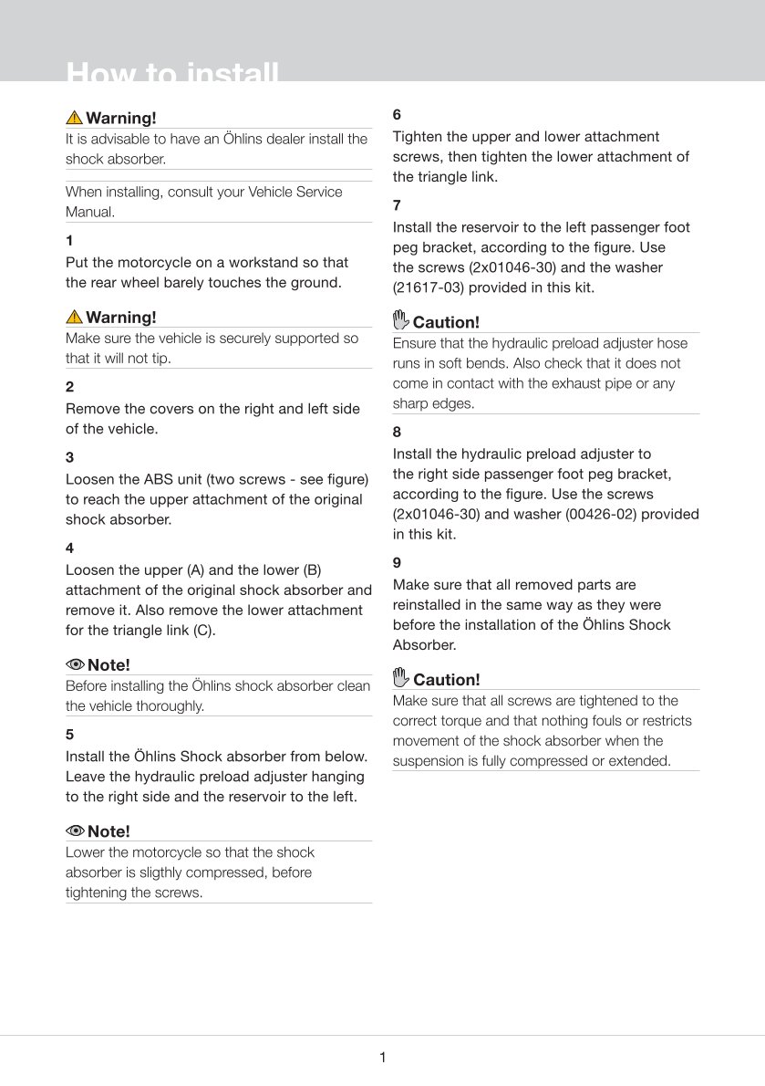 โช๊คหลังแต่ง Ohlins YA041 For Yamaha FZ 1 ปี 2006-2013