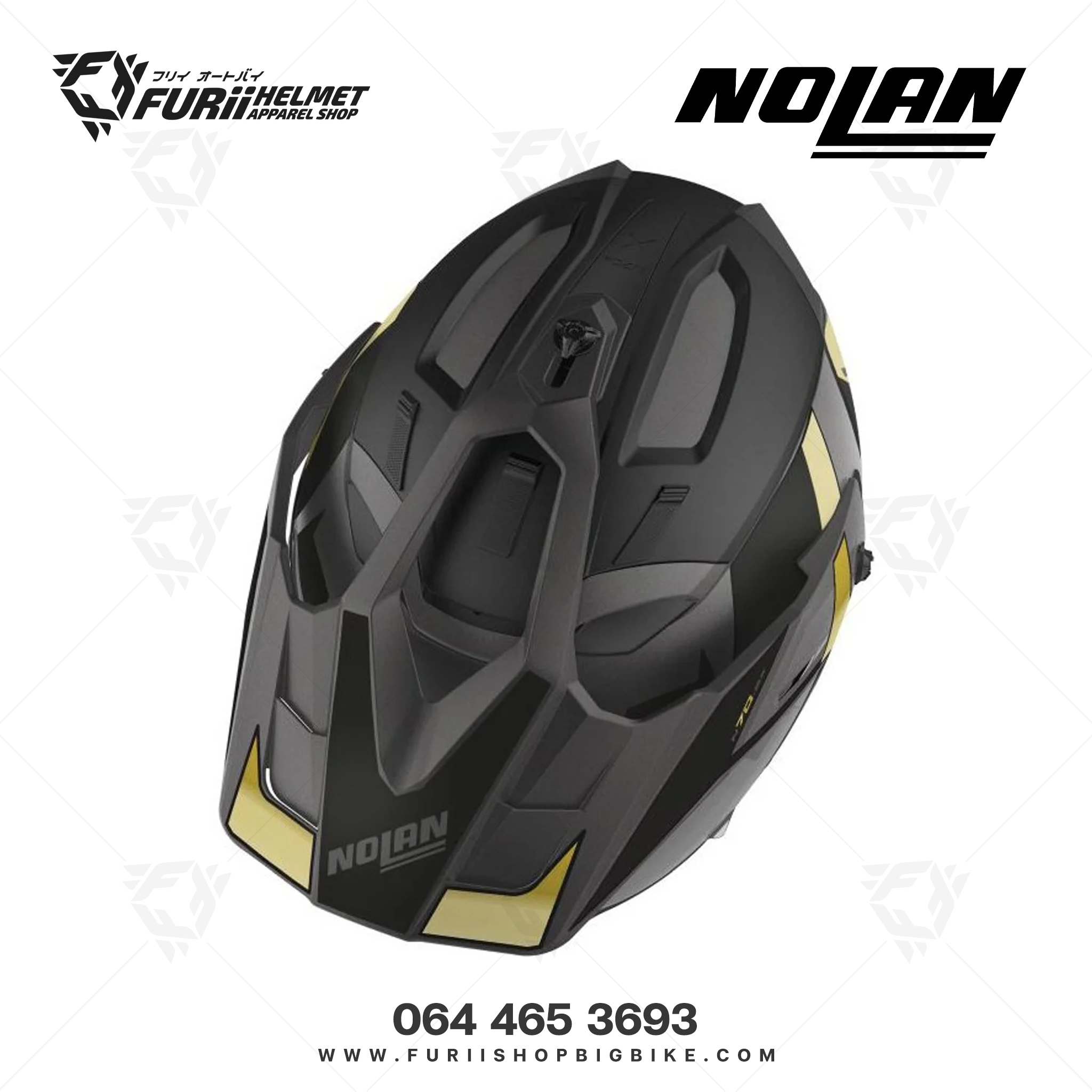 หมวกกันน็อค NOLAN Skyfall N-Com Flat Black Gold Lava Grey (59)