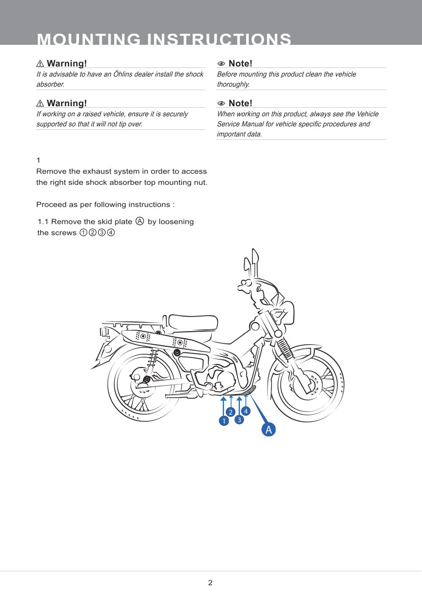 โช๊คหลังแต่ง Ohlins HO029 For Honda CT125 ปี 2020-2023