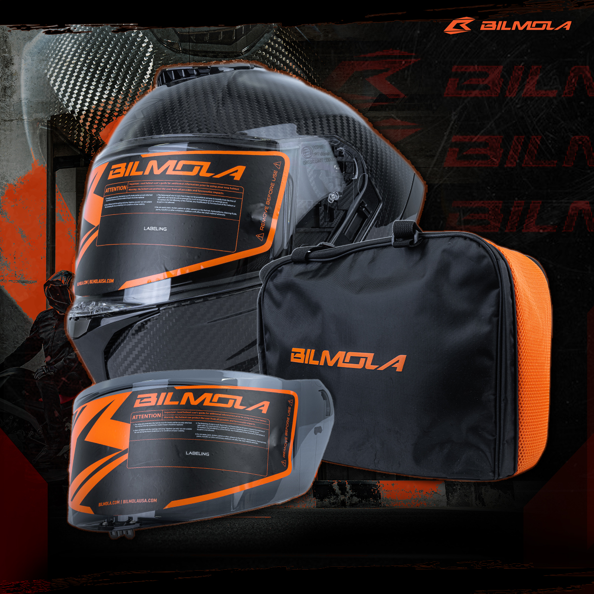 หมวกกันน็อค BILMOLA VERO 6K CARBON พร้อมของแถมสุดพรีเมียม Bilmola Helmet Bag และ Black Visor แว่นสองชั้น