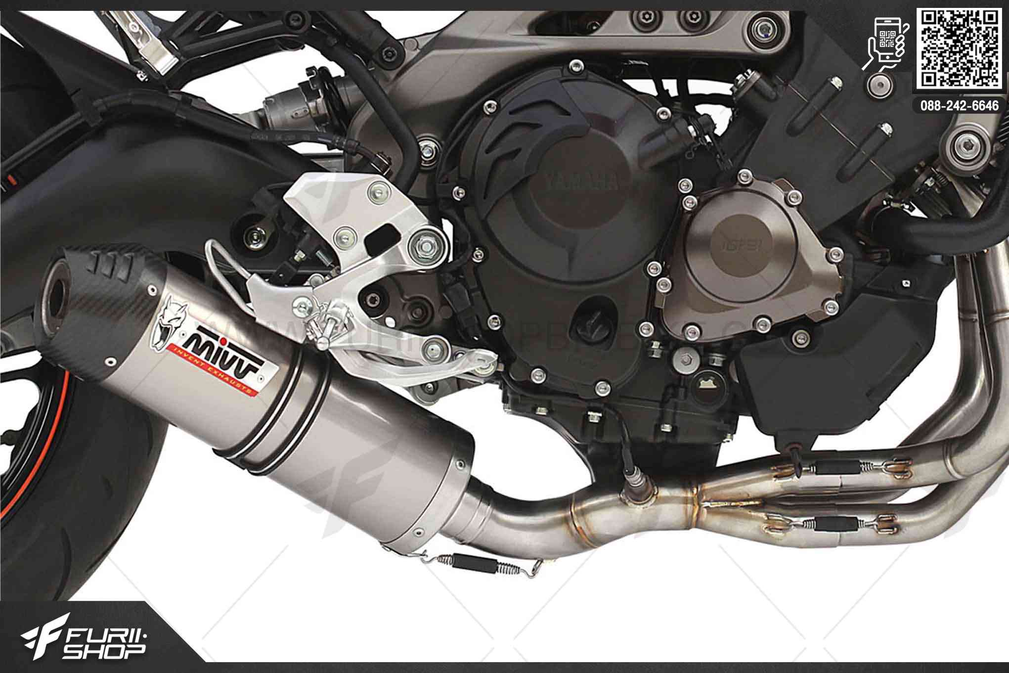 ท่อมอเตอร์ไซค์ MIVV FOR YAMAHA MT-09 OVAL TITAN CARBON CAP ท่อแต่ง ท่อสูตร ท่อบิ๊กไบค์ ท่อBigbike ท่อไอเสีย