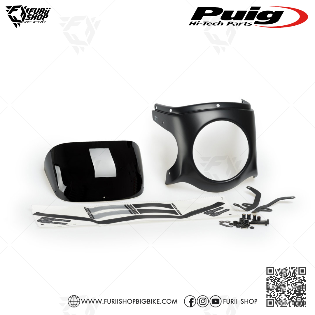ชิลด์หน้า Puig Windshield Retro Semi Fairing Black : for Yamaha XSR900 2017-2020