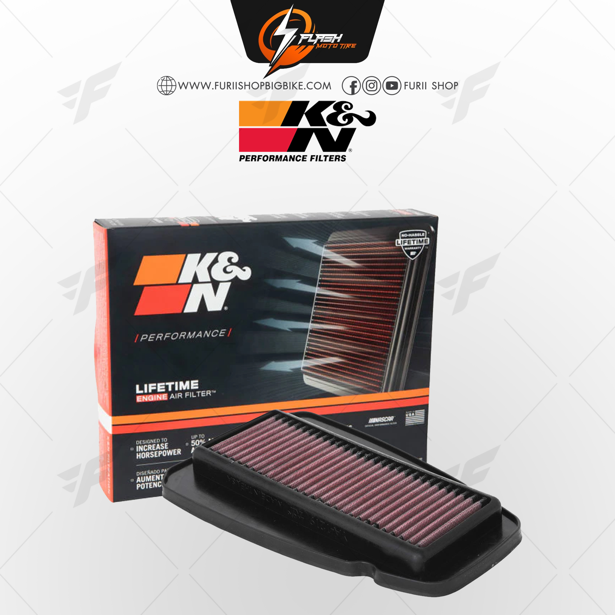 กรองอากาศ K&N สำหรับ YAMAHA