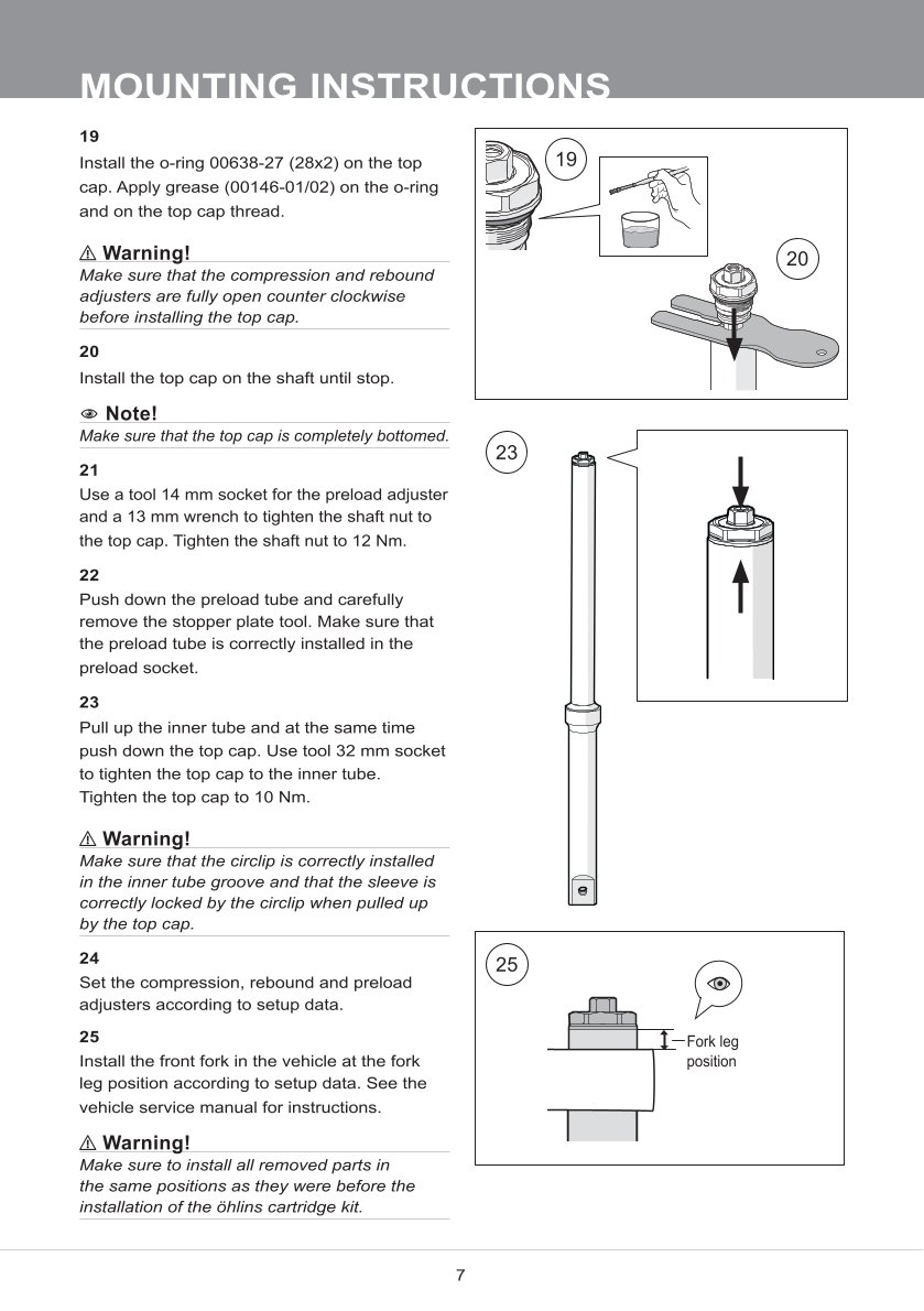 สปริงโช้คหน้า Ohlins FKS202 For Kawasaki Z300 (ER300) 2013-2017