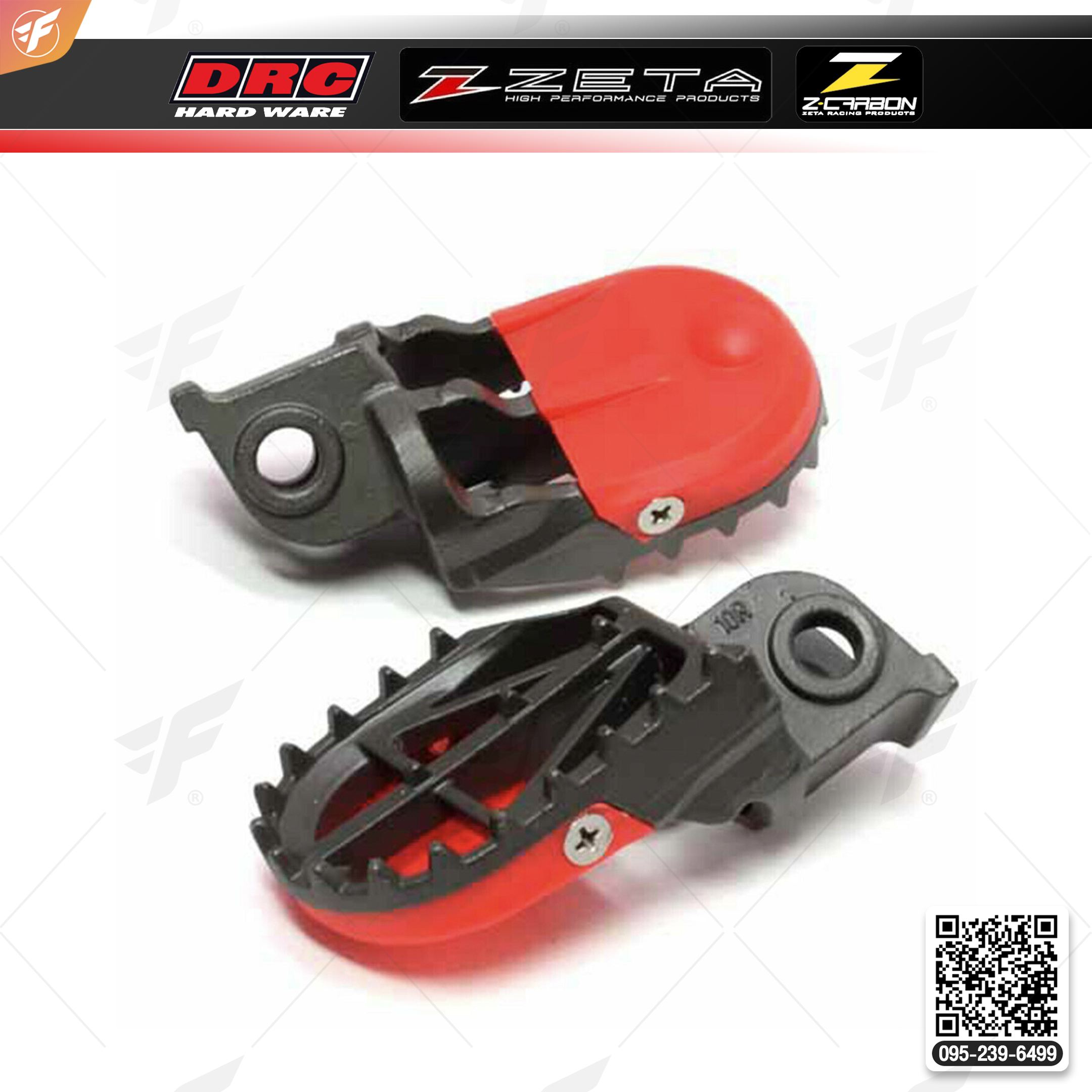 สินค้า CRMO CRF250/450 '02% CRF150R '07-. CR125/250 02-. CRF250L, CRF450L 048-02-932 (DRC MOTARD FOOT PEGS)