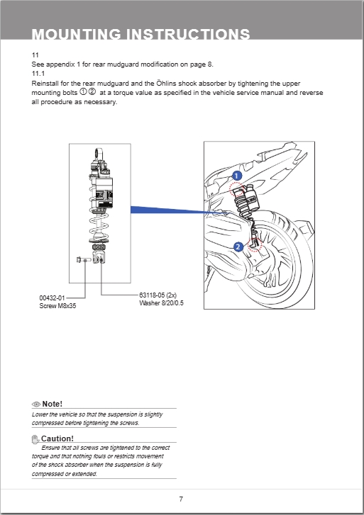 โช๊คหลังแต่ง Ohlins HO811 For Honda Click 150i ปี 2018-2021