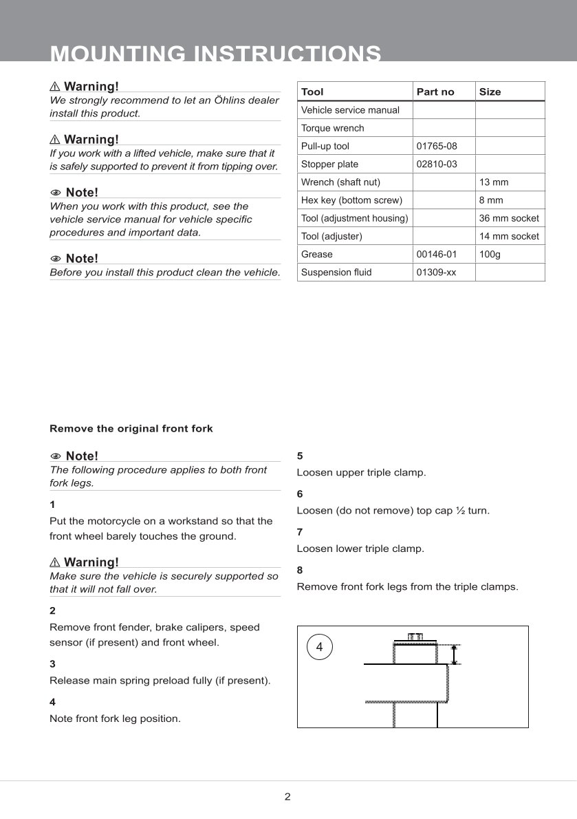สปริงโช้คหน้า Ohlins FKS218 For Triumph Thruxton 1200 2016-2019