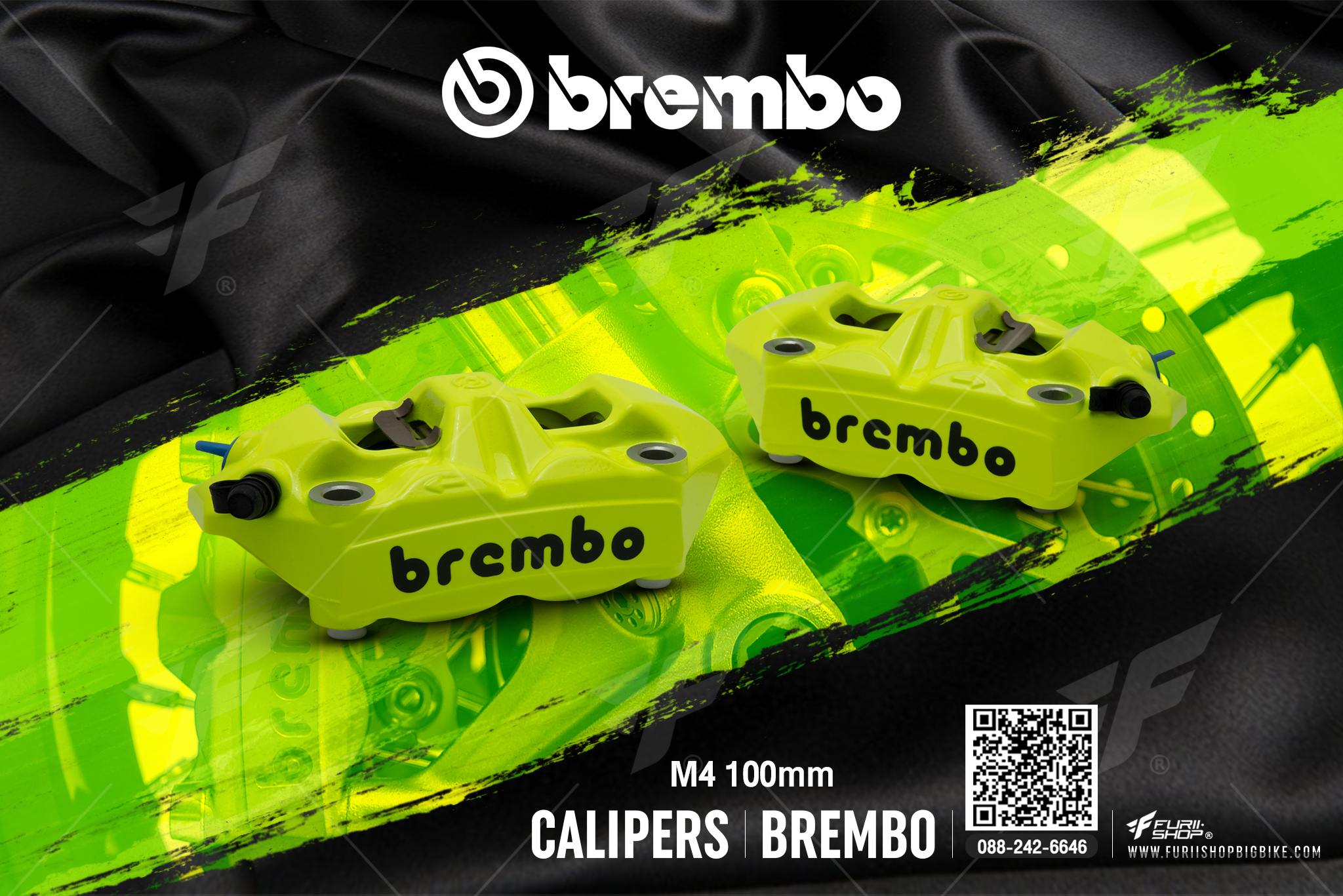 ปั๊มเบรกล่าง Brembo Racing M4 100mm. Green (คู่)