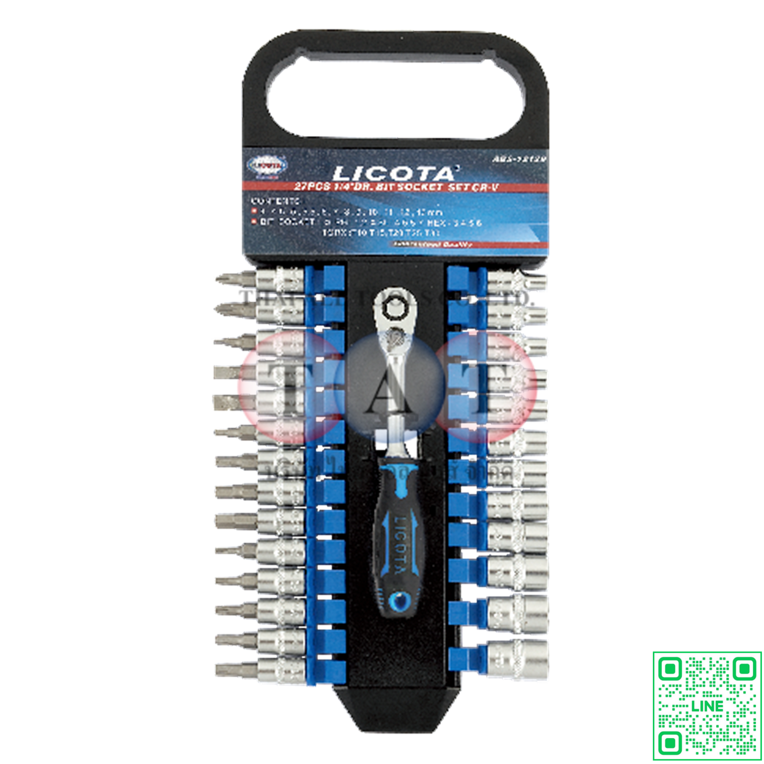 27 PCS 1/4" DR. FLANK BIT SOCKET SET, CR-V, BIT: S2