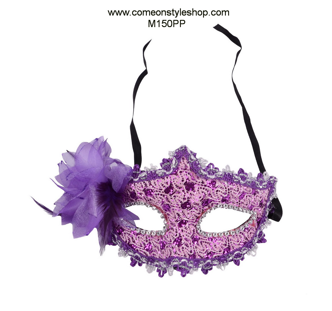 หน้ากากปาร์ตี้สไตล์เวนิสประดับดอกไม้ หน้ากากออกงาน ปาร์ตี้ การแสดง Fancy Masquerade 