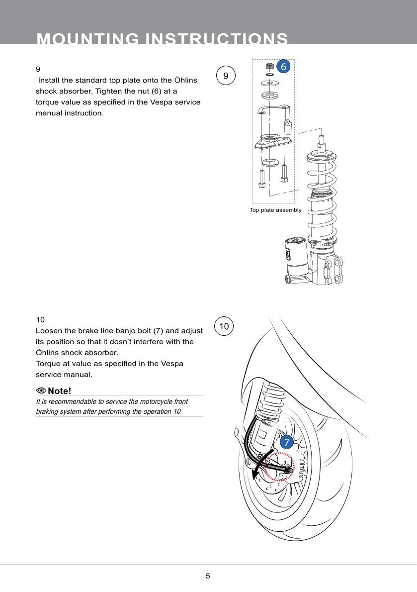 โช้คหน้า OHLINS PI811 For Vespa Sprint 150 ABS 2017-2024