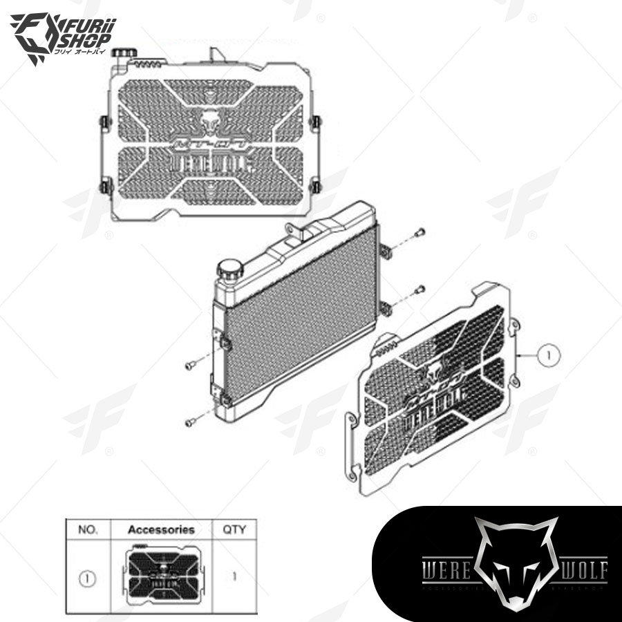 การ์ดหม้อน้ำ Were Wolf Radiator Guard : for Yamaha MT07 2014-2022
