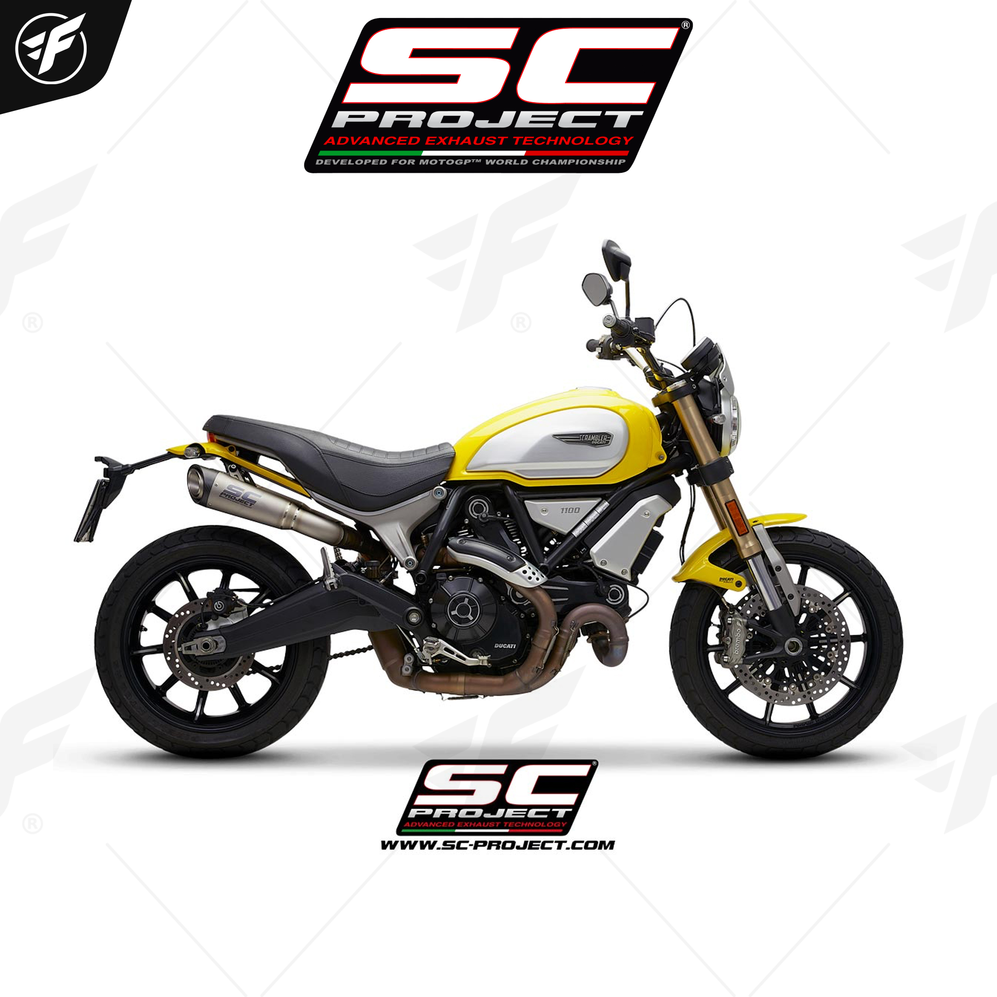 DUCATI SCRAMBLER 1100 (2018 - 2019) Pair of S1 Mufflers, Titanium, with Carbon fiber end cap