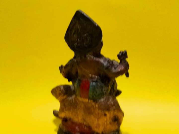 พระพิฆเนศปางนั่งหนู 4 กร องค์เล็ก งานทองเหลือง