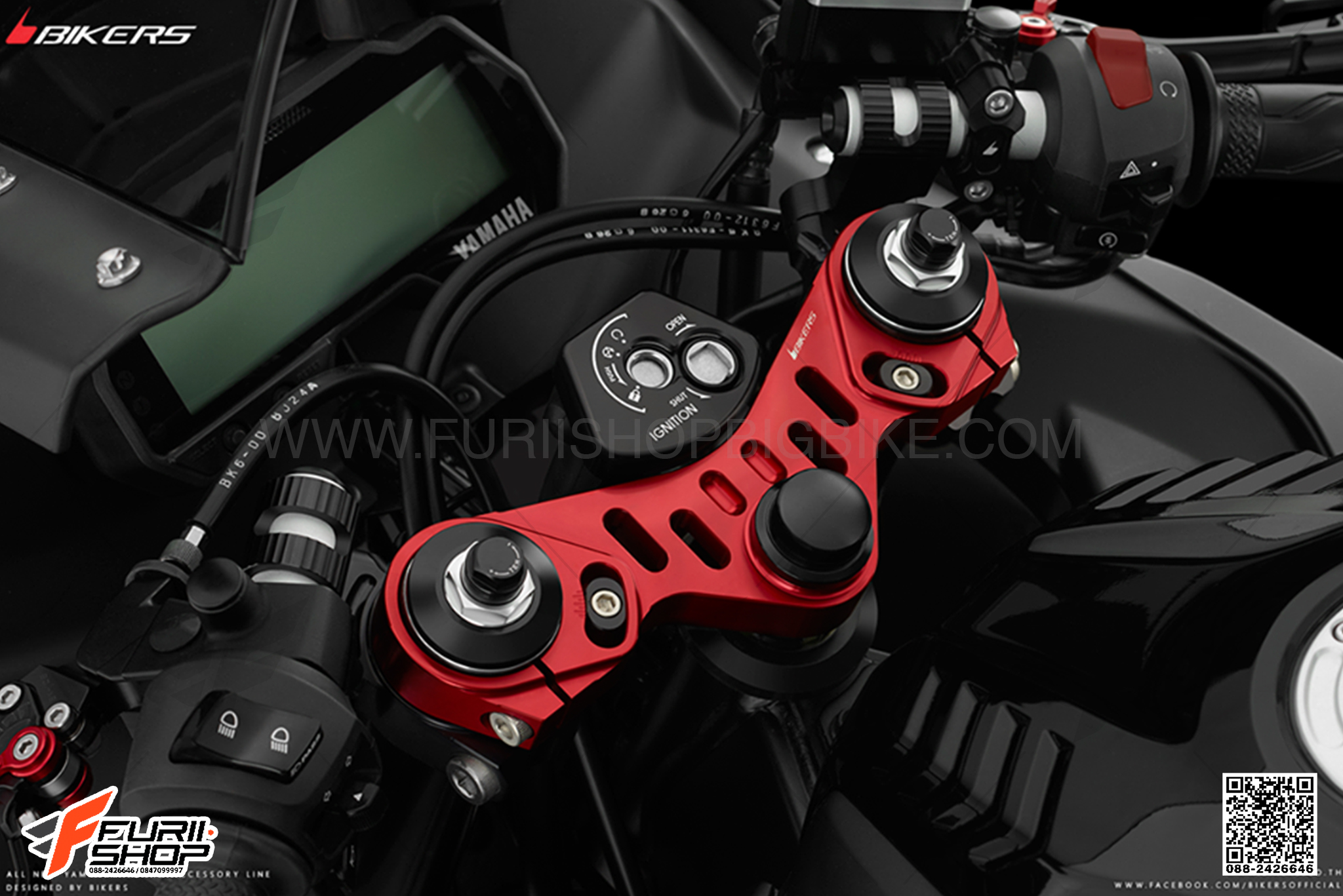 แผงคอ BIKERS สีแดง FOR YAMAHA R15 2017