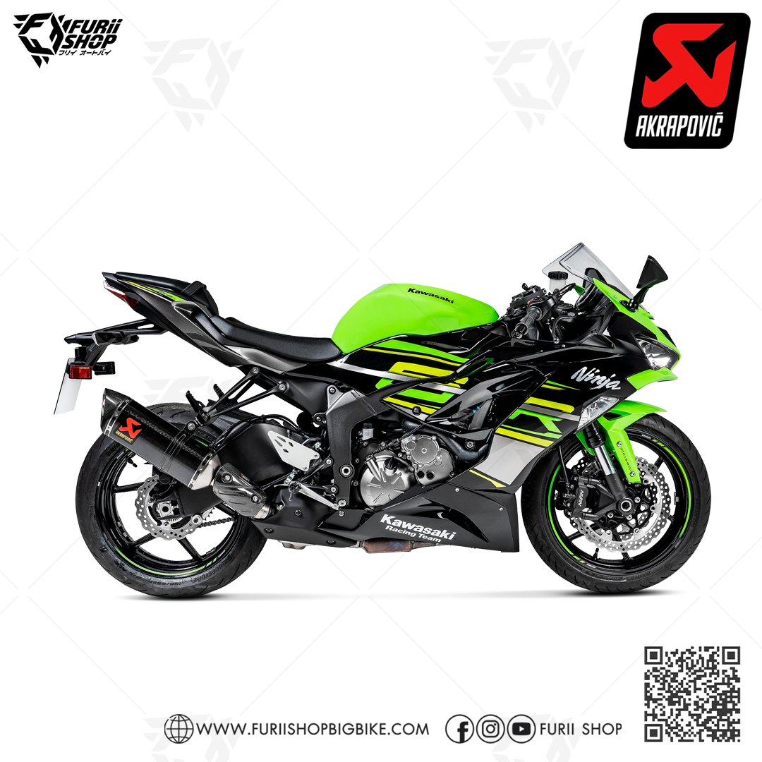 ท่อแต่ง Akrapovic Slip on Carbon New shape Servo + Heat Guard : for Kawasaki ZX6R 2019-2022