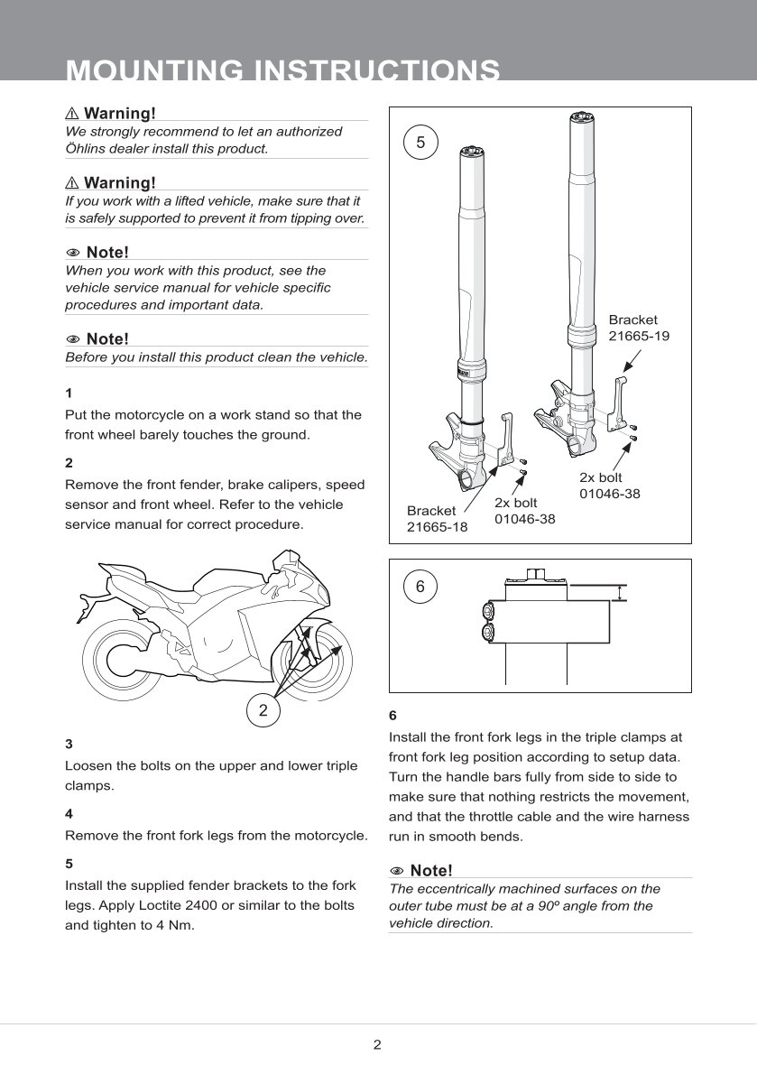 โช้คหน้า OHLINS FGRT237 FOR Kawasaki ZX-10RR 2021-2023