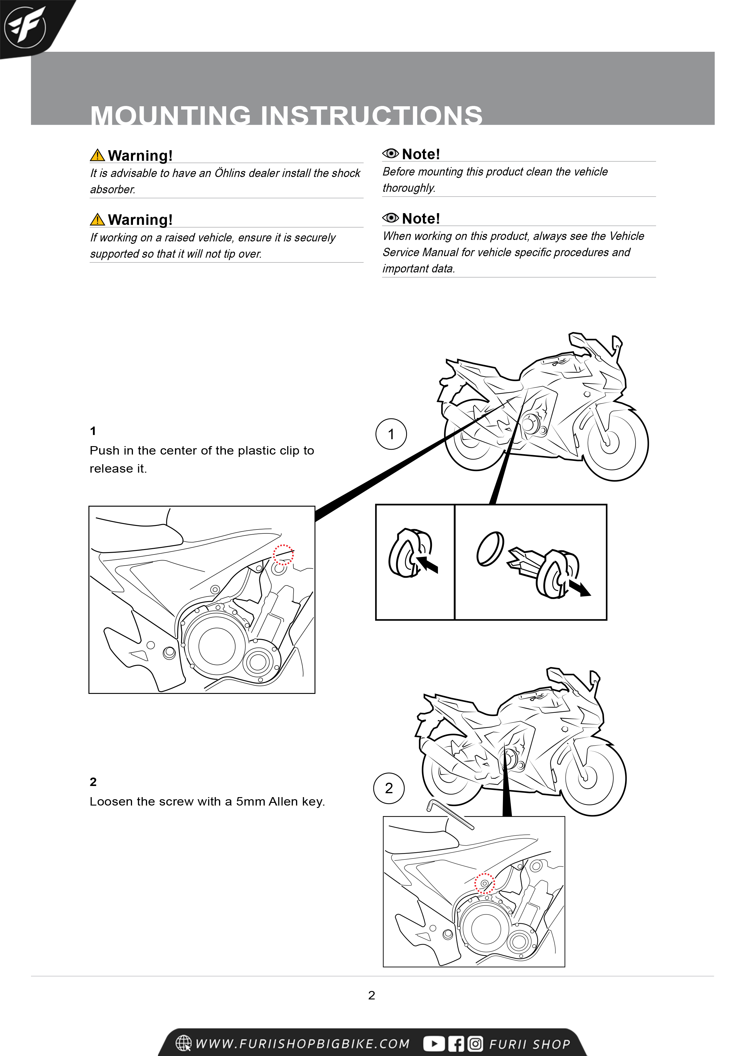 โช๊คหลัง OHLINS HO704 FOR Honda CBR500R, CB500F 2013-2017