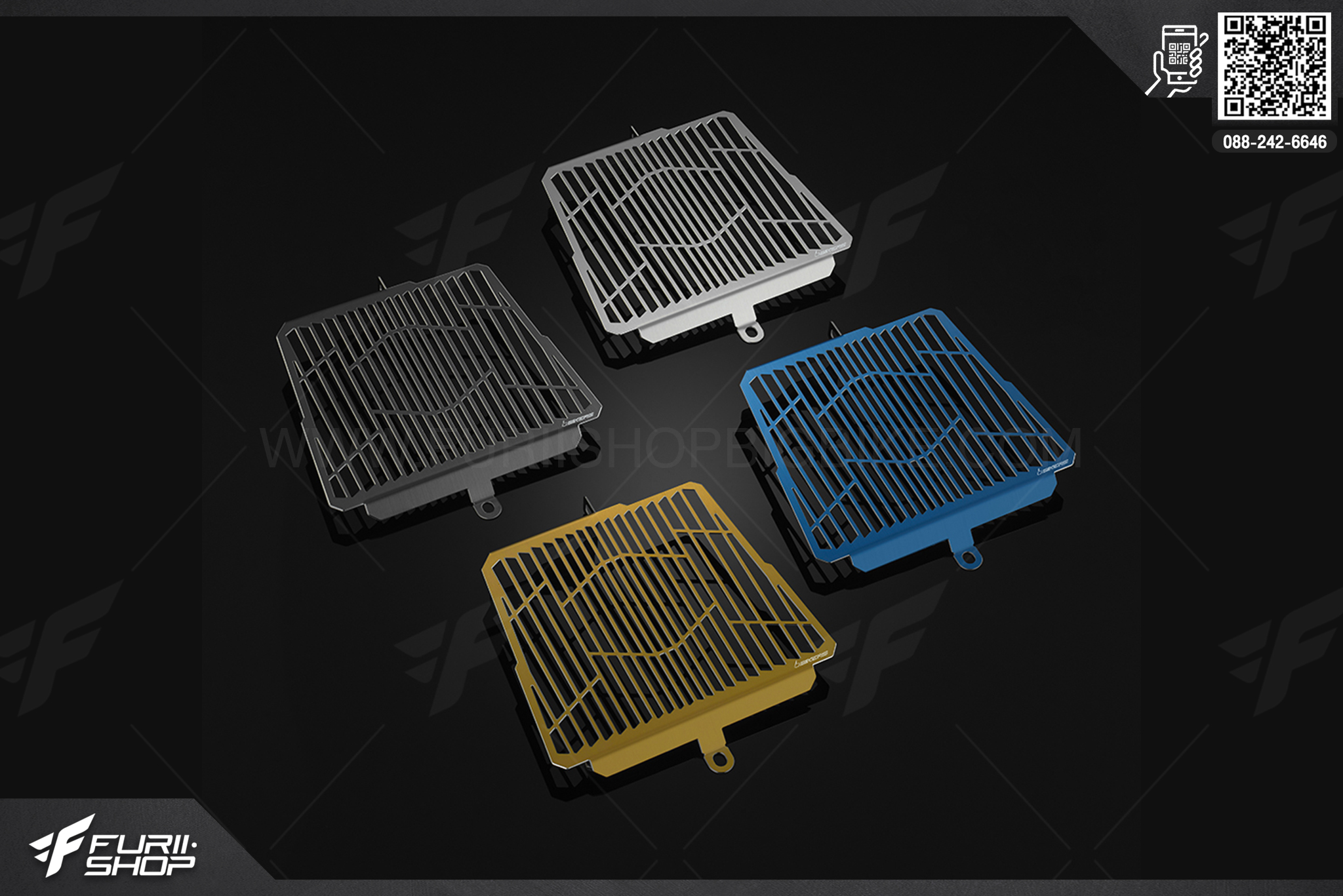 การ์ดหม้อน้ำ Titanium-Coated Stainless Radiator Guard (1.2 mm) Bikers Yamaha MT-03 (2016-2020)