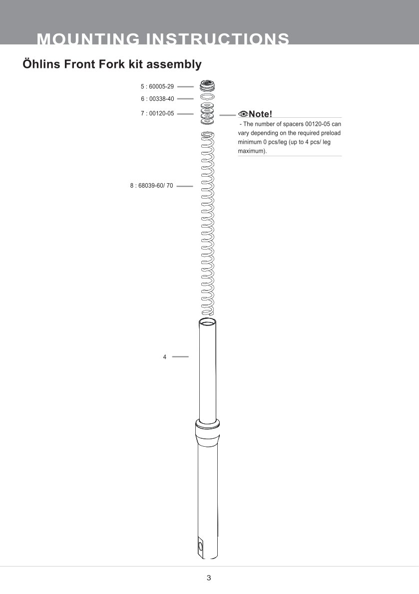 สปริงโช้คหน้า Ohlins FSK166 For Yamaha Exciter 155/Sniper 155/Y16ZR 2021-2022