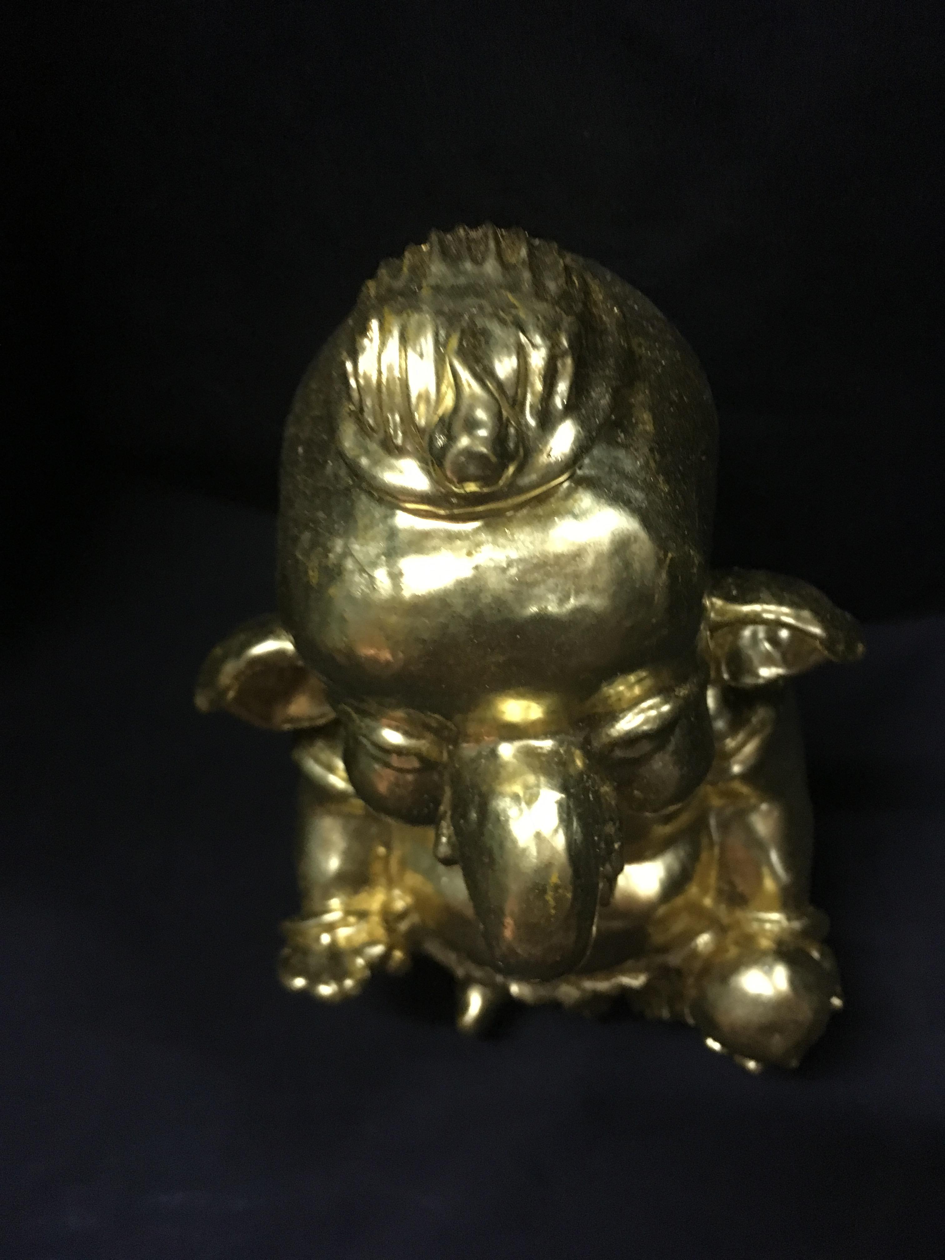 พระพิฆเนศ ปางเด็ก ถือลูกแก้ว ปิดทอง