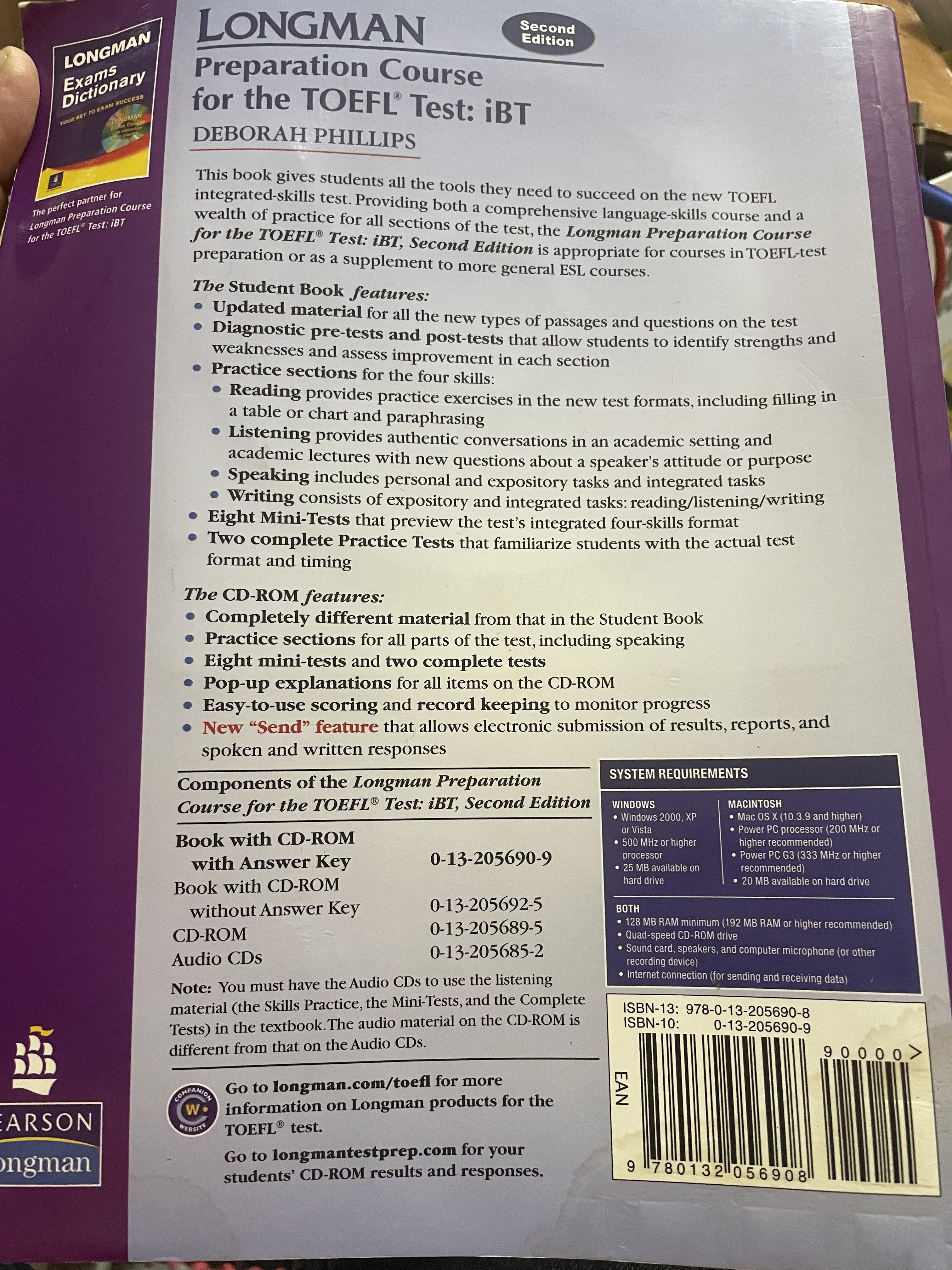 Longman. Preparation Course. for the TOEFL Test. iBT. โดย DEBORAH PHILLPS. 6,500 กรัม