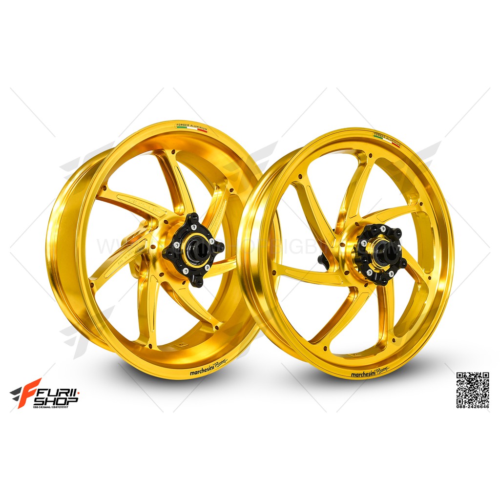 ล้อ MARCHESINI 7 ก้านพร้อมสเตอร์ GOLD ANODIZE FOR KAWASAKI ZX6R 2019