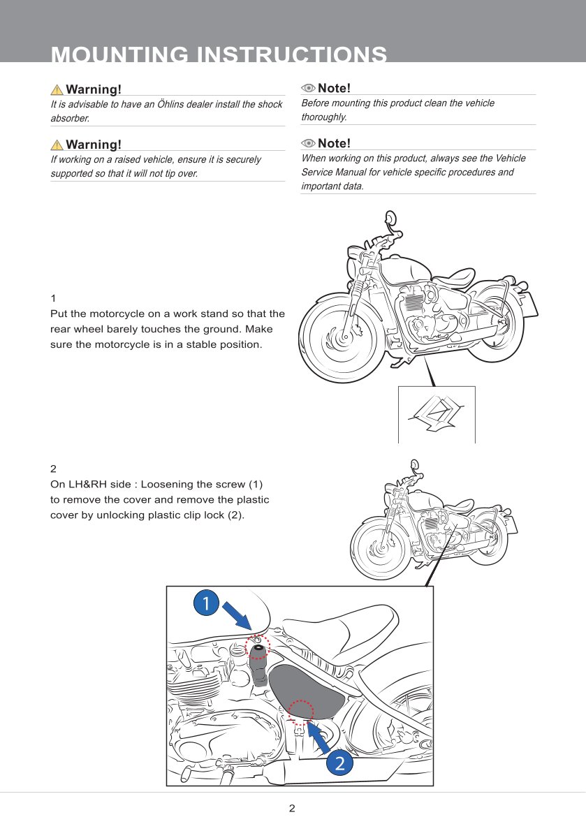 โช๊คหลังแต่ง Ohlins TR729 For Triumph Bonneville Bobber/Black ปี 2017-2023