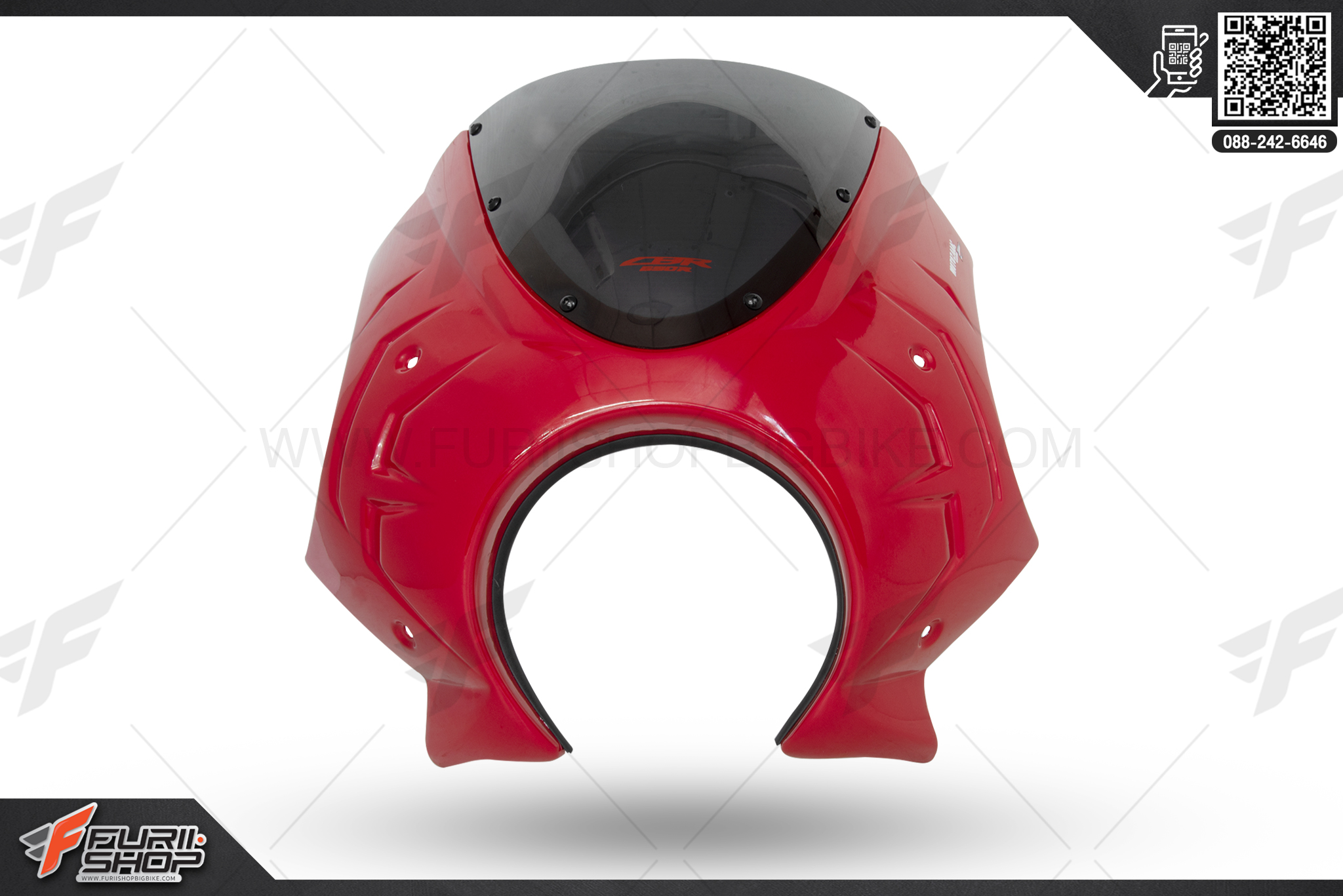 ชิวหน้า Motozaaa ทรงโม่ง CB650R สีแดง 2019