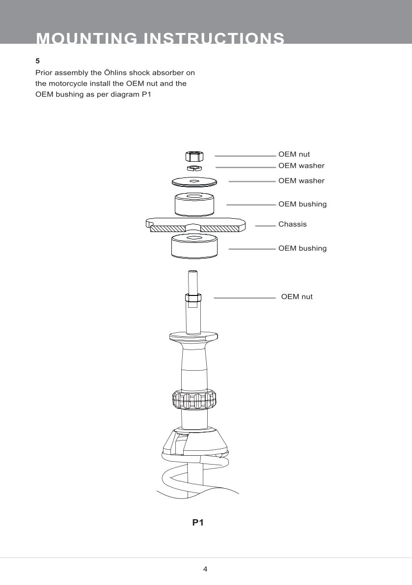 โช๊คหลังแต่ง Ohlins PI502 For Vespa Sprint 150 ABS 2017-2025