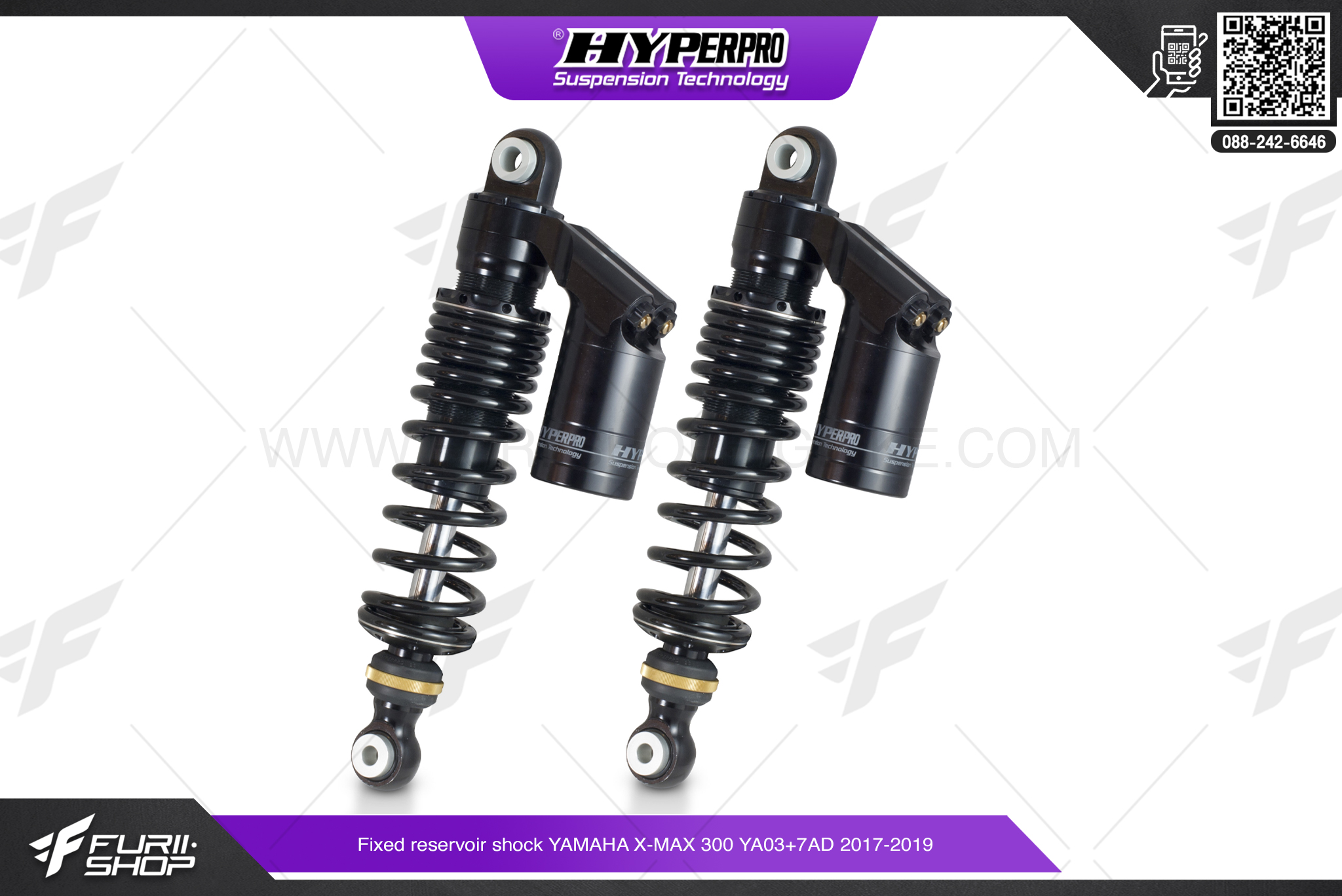 โช้คอัพหลัง HYPERPRO Fixed Reservoir Shock YAMAHA X-MAX300 YA03+7AD 2017-2019