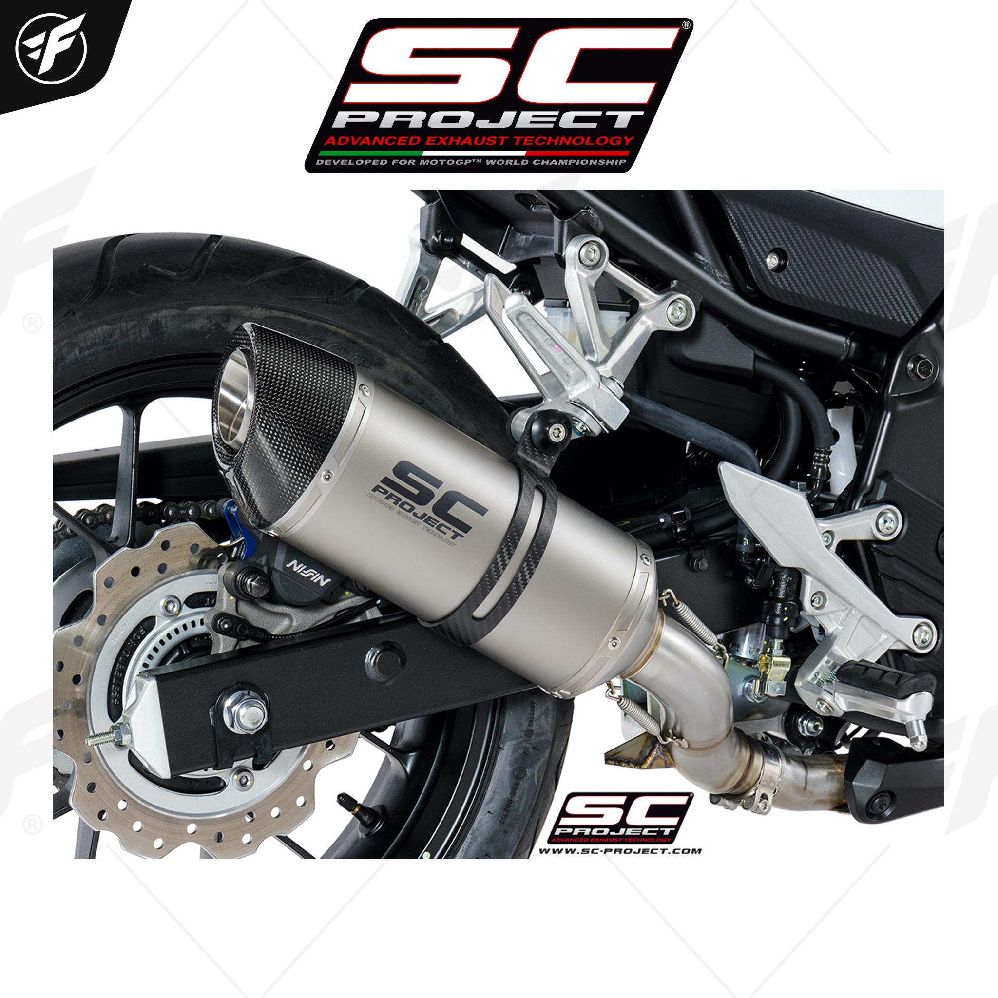 HONDA CBR500R (2017-2018) | Oval Muffler, Titanium with Carbon fiber end cap