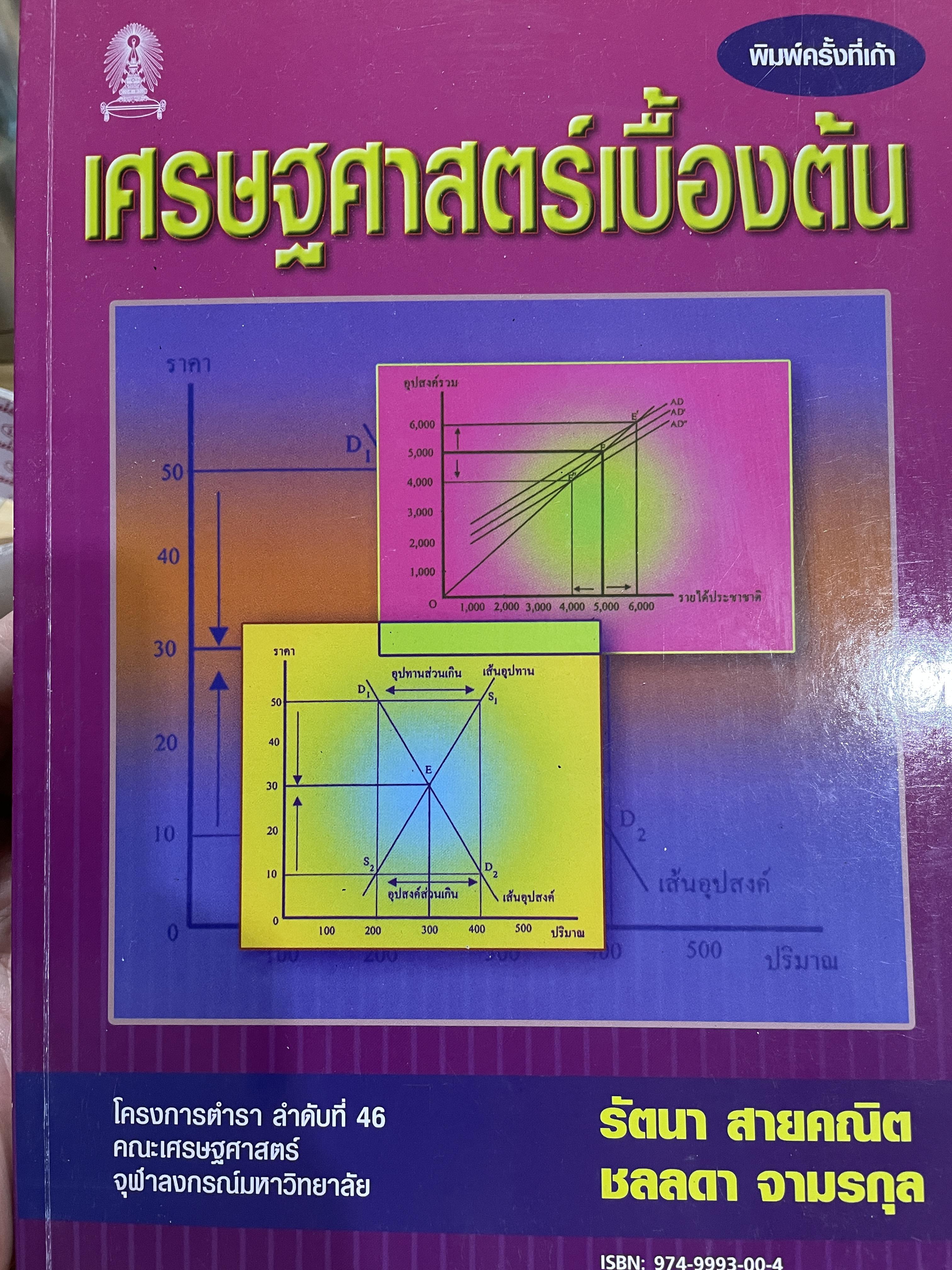 เศรษฐศาสตร์เบื้องต้น ผู้เขียน รัตนา สายคณิต และชลลดา จามรกุล สำนักพิมพ์แห่งจุฬาลงกรณ์มหาวิทยาลัย 2 กก.
