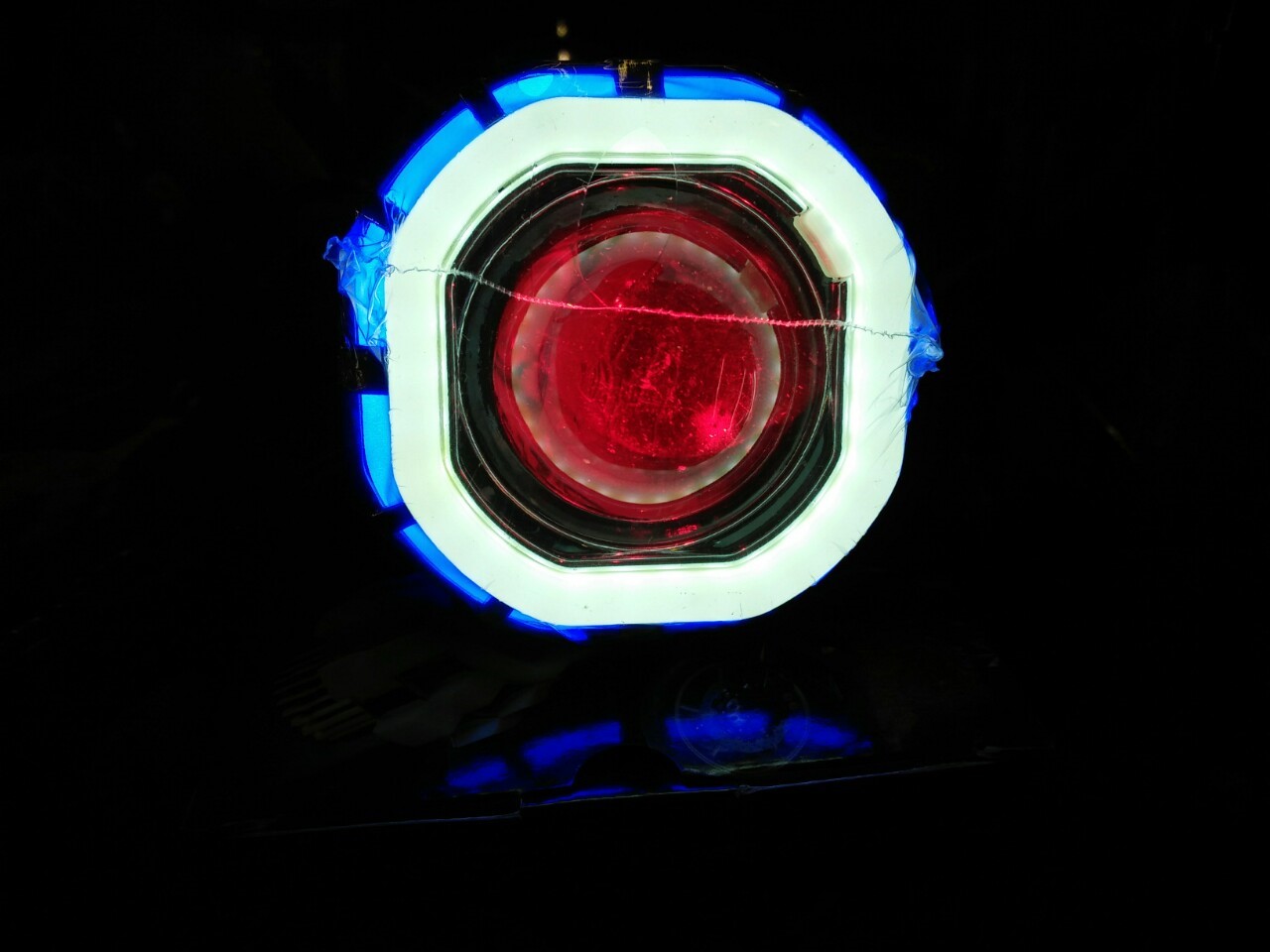ไฟโปรเจคเตอร์มอเตอร์ไซค์ LED #V10 วงแหวน 2 ชั้น ทรงเหลี่ยม สามารถใช้ได้กับมอเตอร์ไซค์,บิ๊กไบค์,รถยนต์ ทุกรุ่น