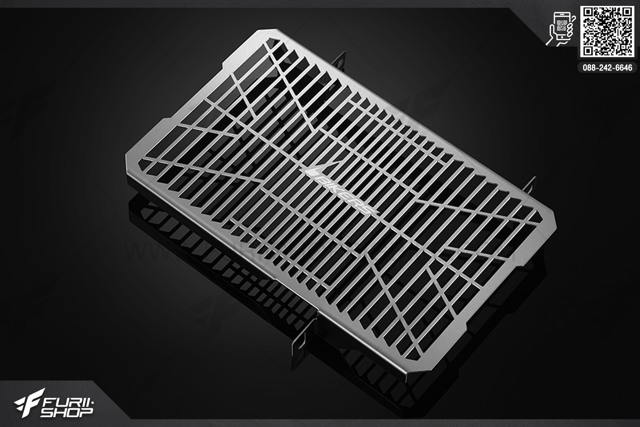 การ์ดหม้อน้ำสแตนเลส (หนา 1.2 mm) (Stainless Radiator Guard (1.2 mm)) Bikers Kawasaki Z250SL ABS