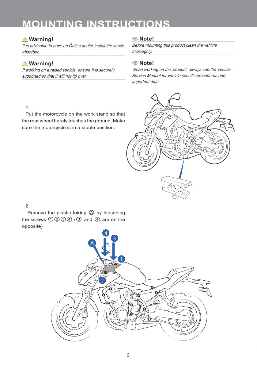 โช๊คหลัง OHLINS KA738 FOR Kawasaki Z650 2017-2018