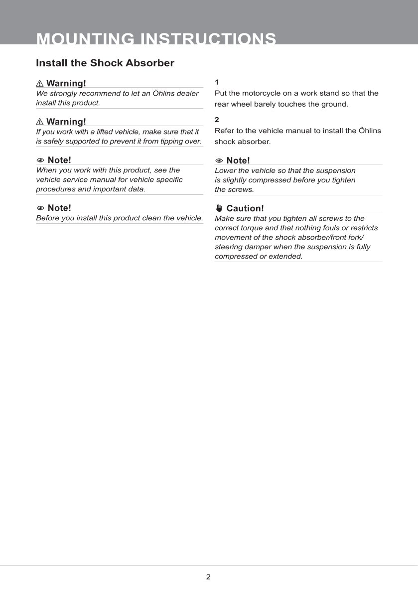 โช๊คหลังแต่ง Ohlins DMX0207 For Kawasaki KX 250F ปี 2021-2024