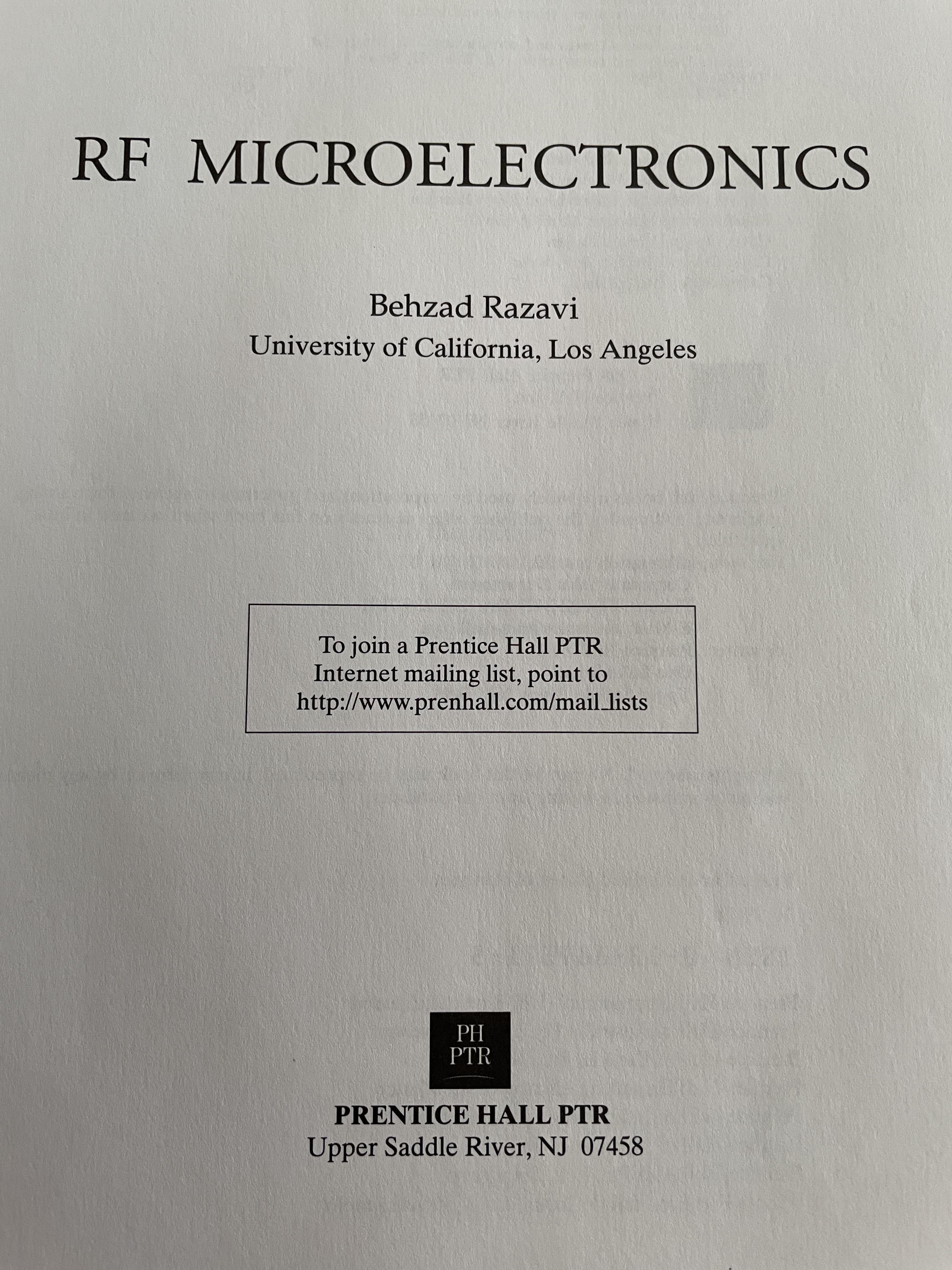RF MICROELECTRONICS ผู้เขียน BEHZAD RAZAVI 0 กก.