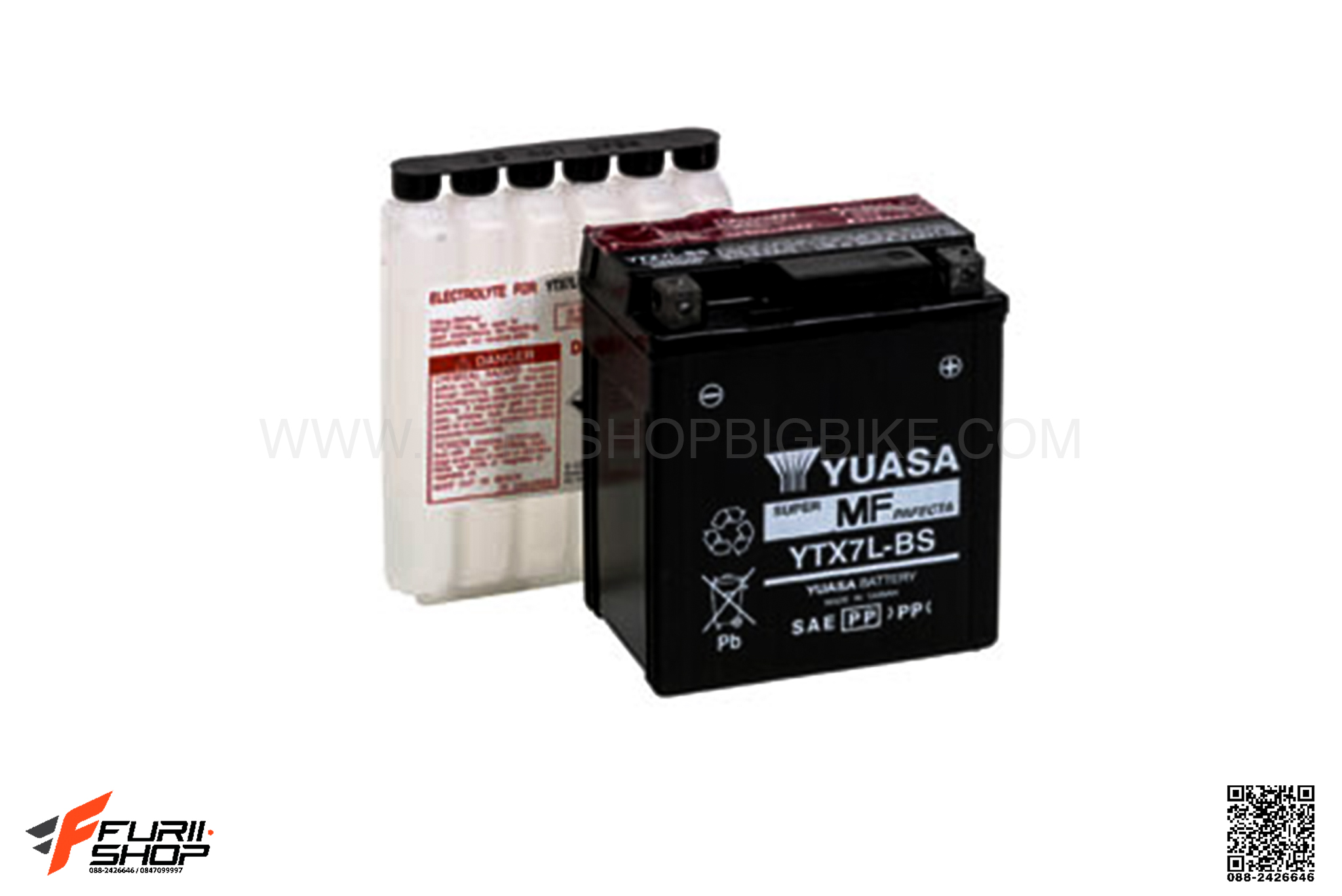แบตเตอร์รี่ YUASA รหัส YTX7L-BS FOR KAWASAKI KLX 250 (2006-2012)