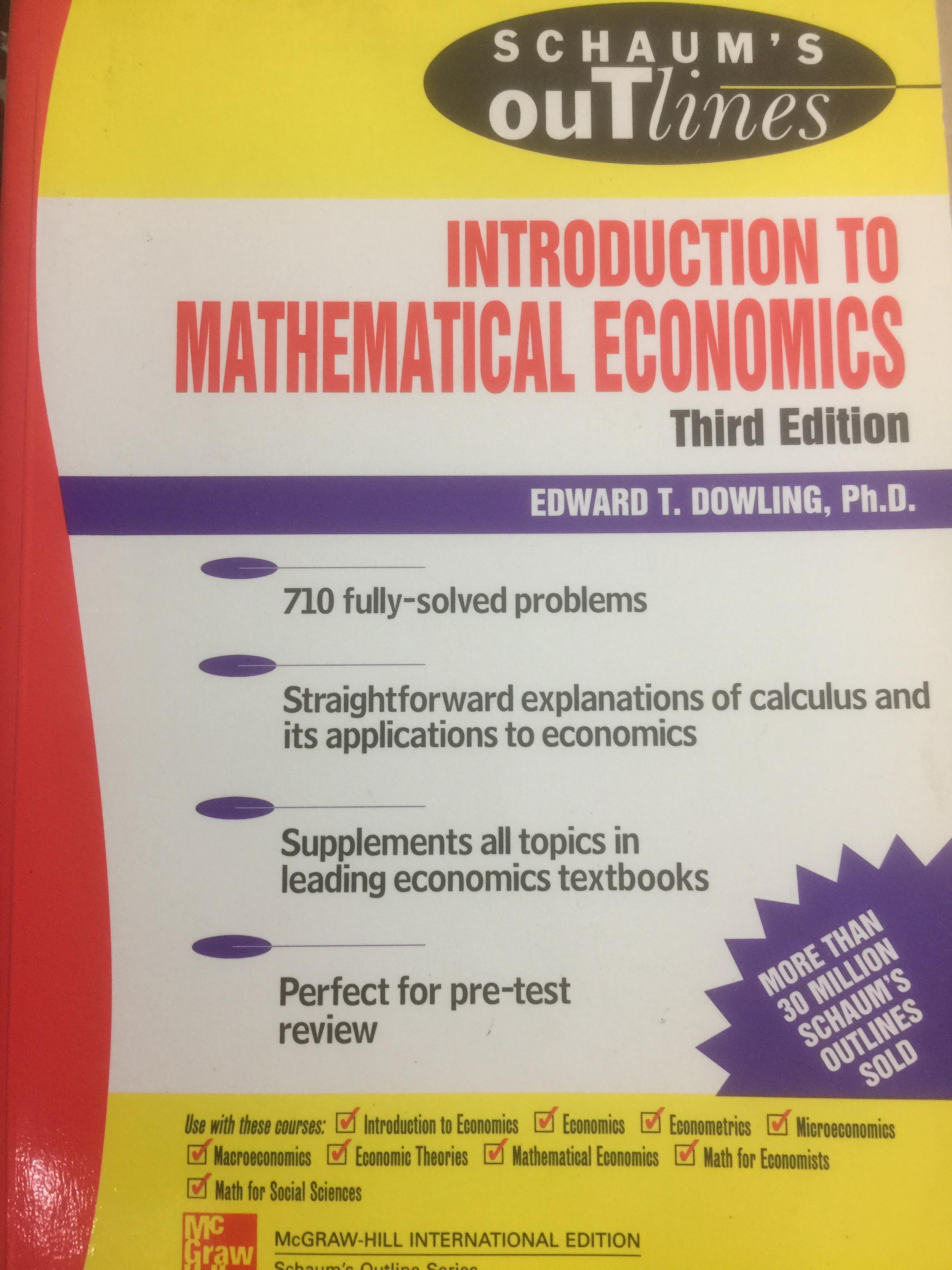 Introduction To MATHEMATICAL ECONOMICS พิมพ์ครั้งที่สาม ผู้เขียน Edward T.Dowling 0 กก.