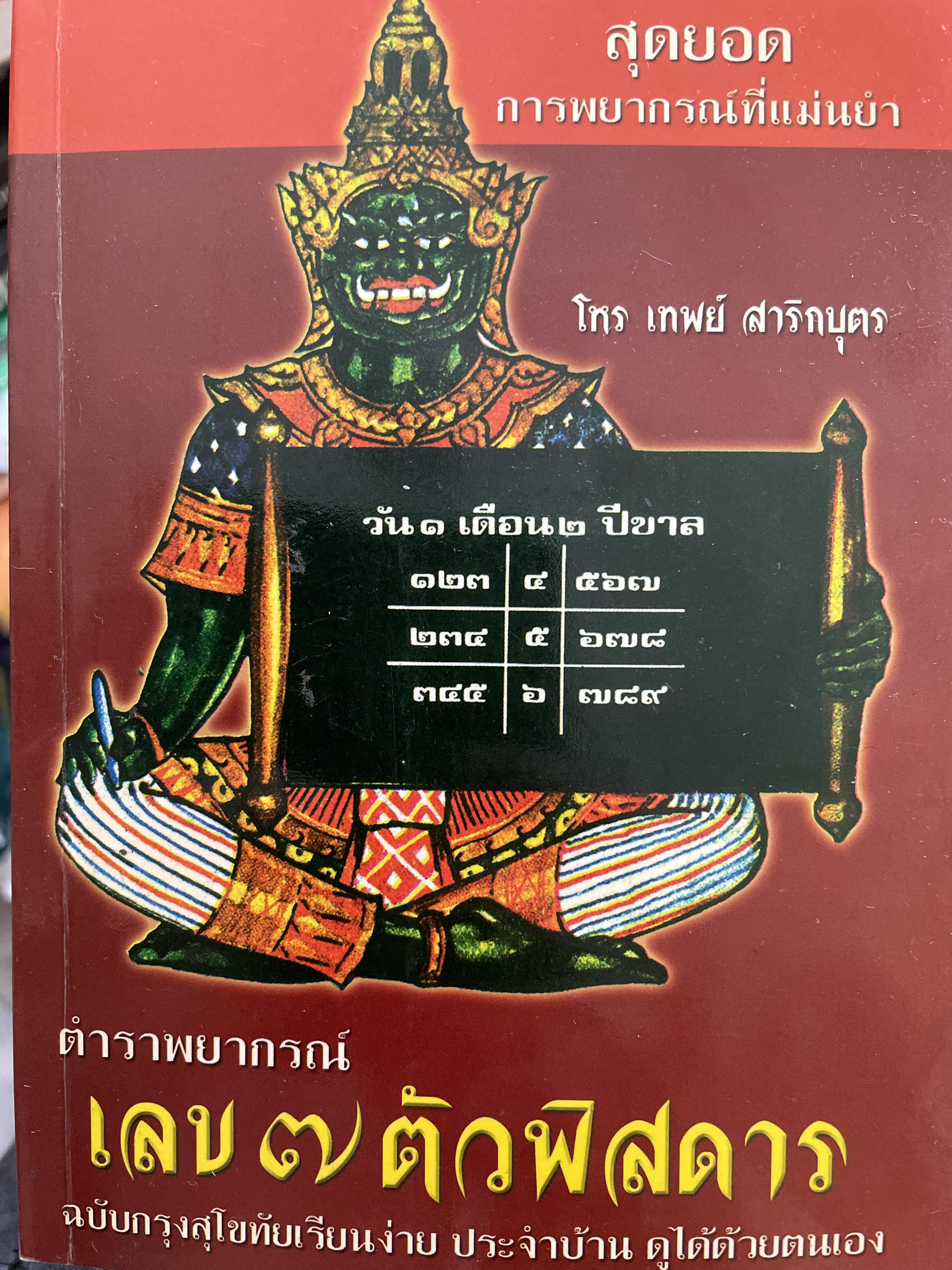 ตำราพยากรณ์ เลข 7 ตัวพิสดาร ฉบับกรุงสุโขทัย เรียนง่าย ประจำบ้าน ดูได้ด้วยตนเอง สุดยอดการพยากรณ์ โดย โหร เทพย์ สาริกบุตร 1,200 กรัม